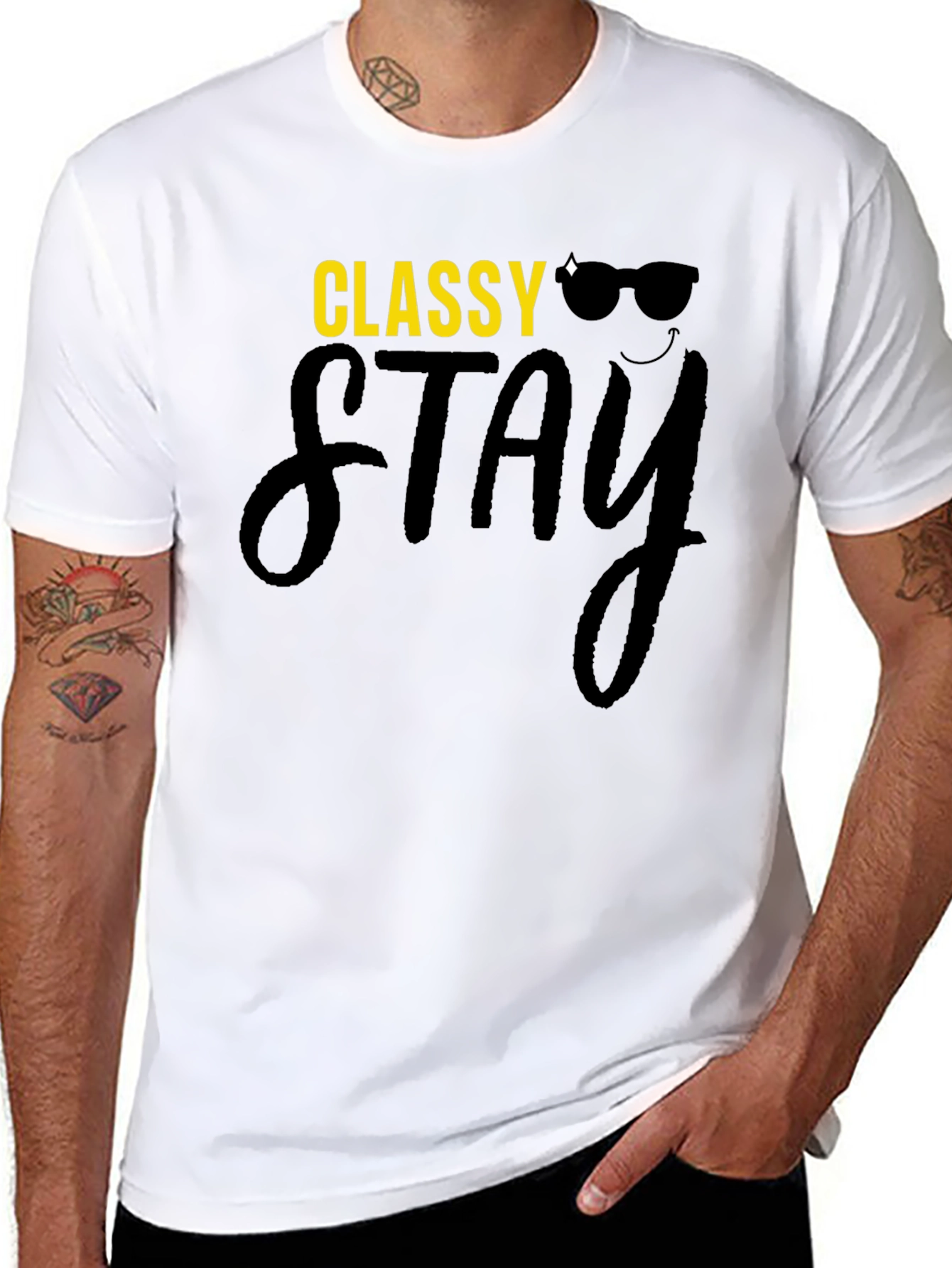 Black Classy Stay Black Graphic T-Shirt view 8
