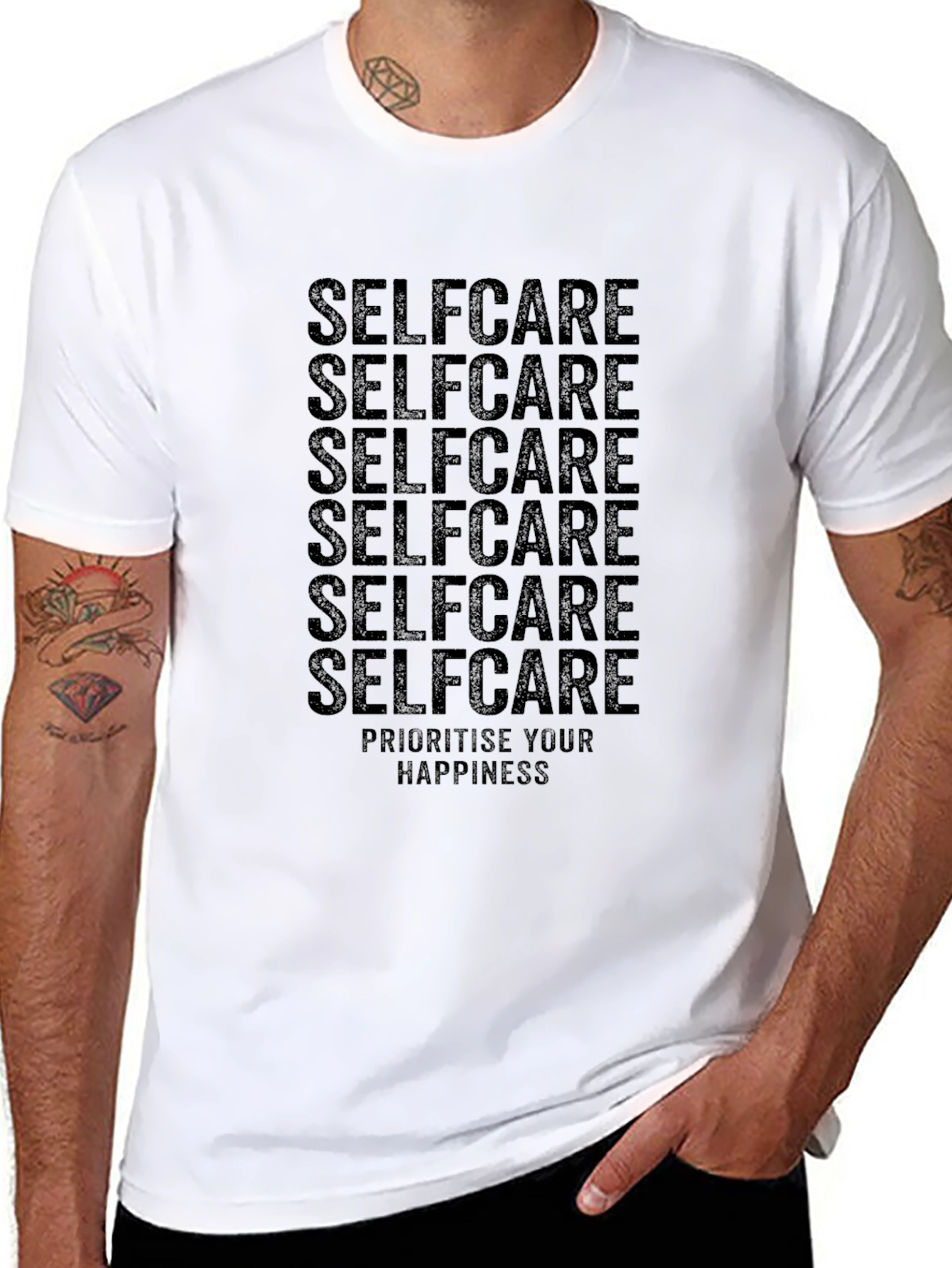 Black Selfcare Graphic Print Crew Neck T-Shirt view 8