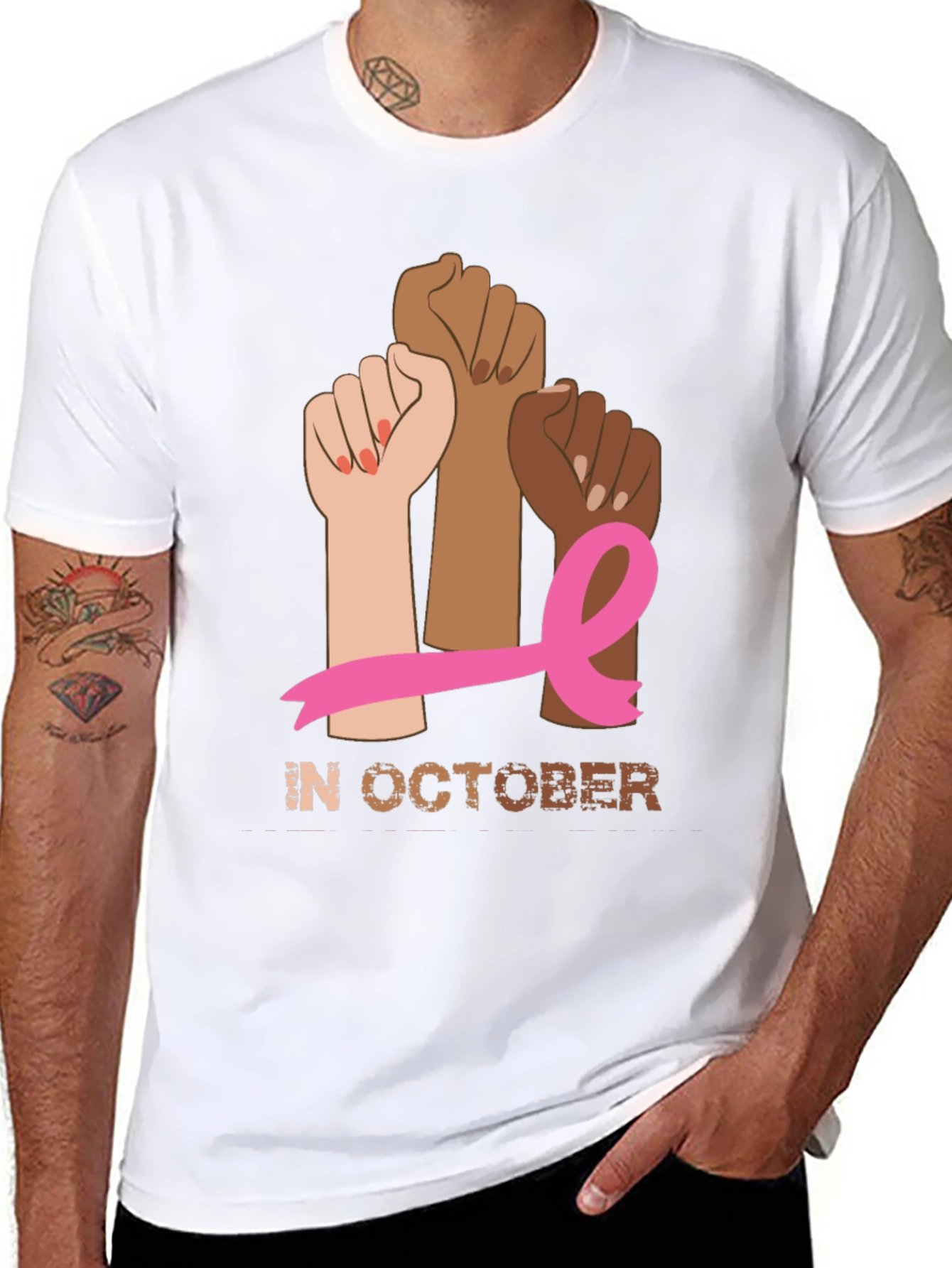 Black Breast Cancer Awareness Month T-Shirt view 8