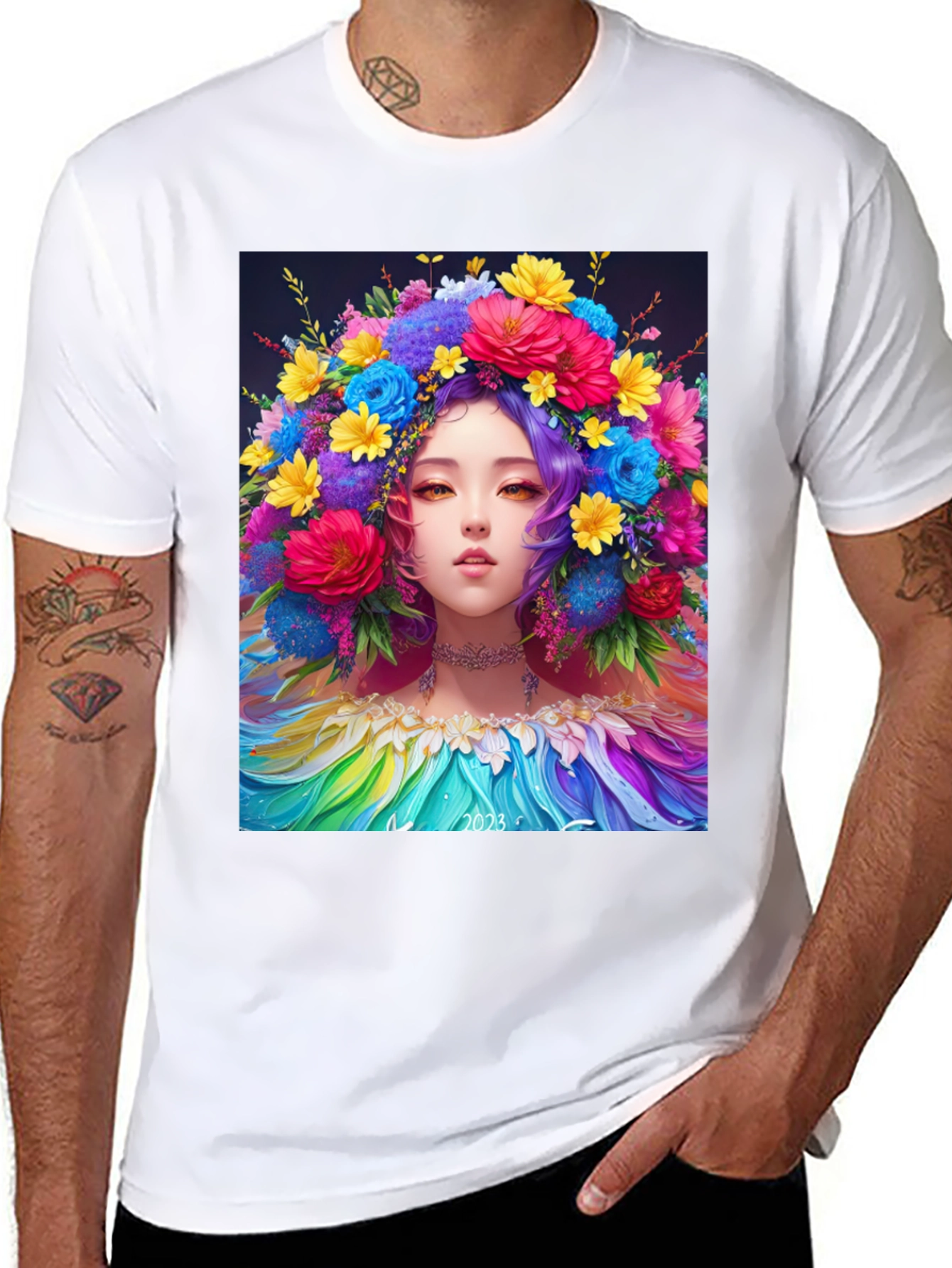 Floral Crown Girl Graphic Tee - 8