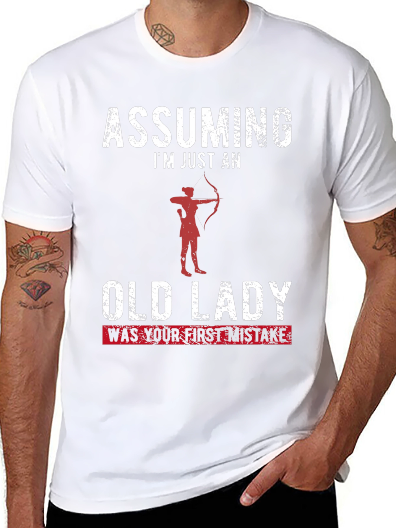 Black Assuming I'm Just an Old Lady Funny T-Shirt view 8