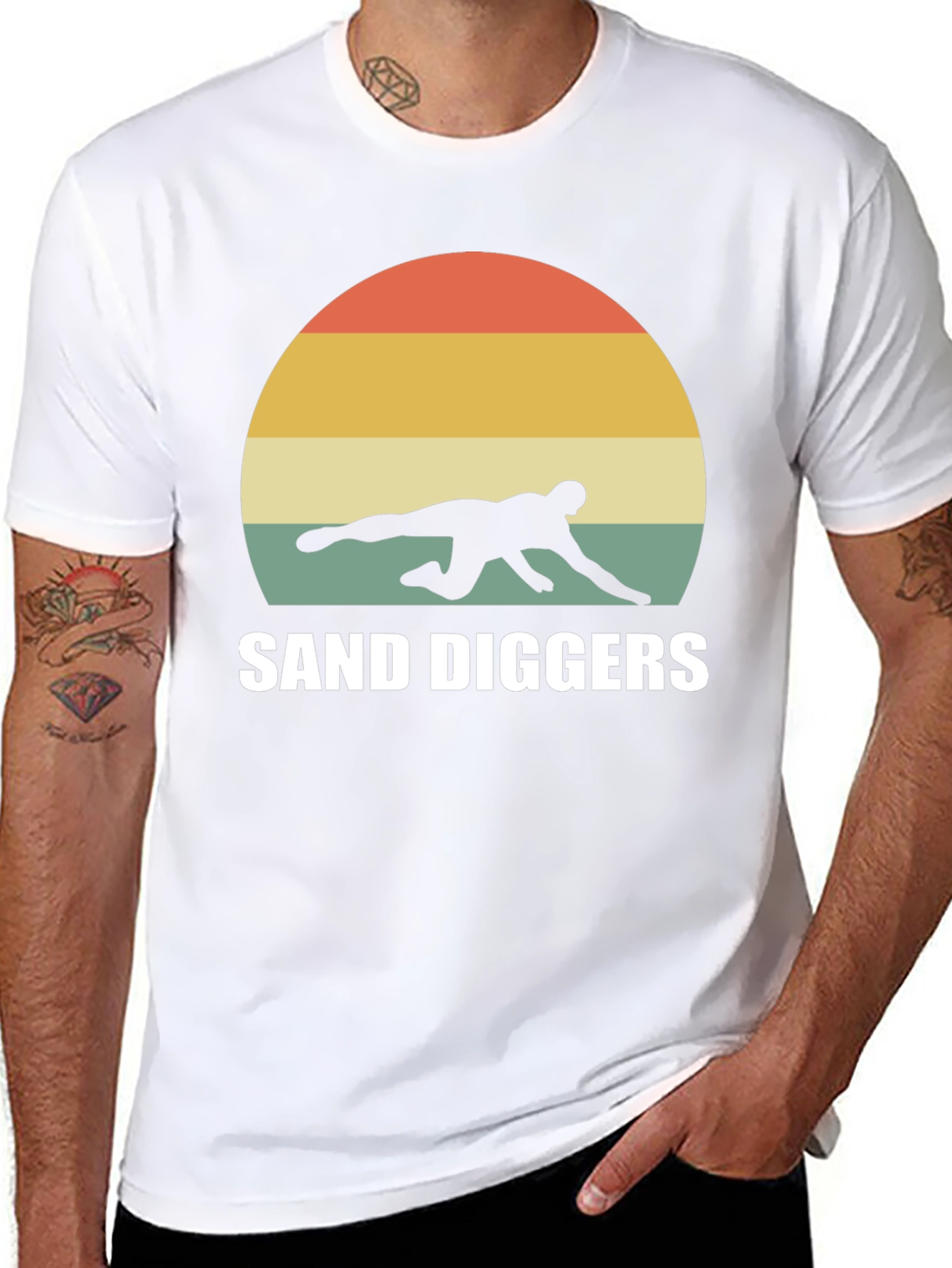 Black Retro Sand Diggers T-Shirt - Beach Volleyball Tee view 8