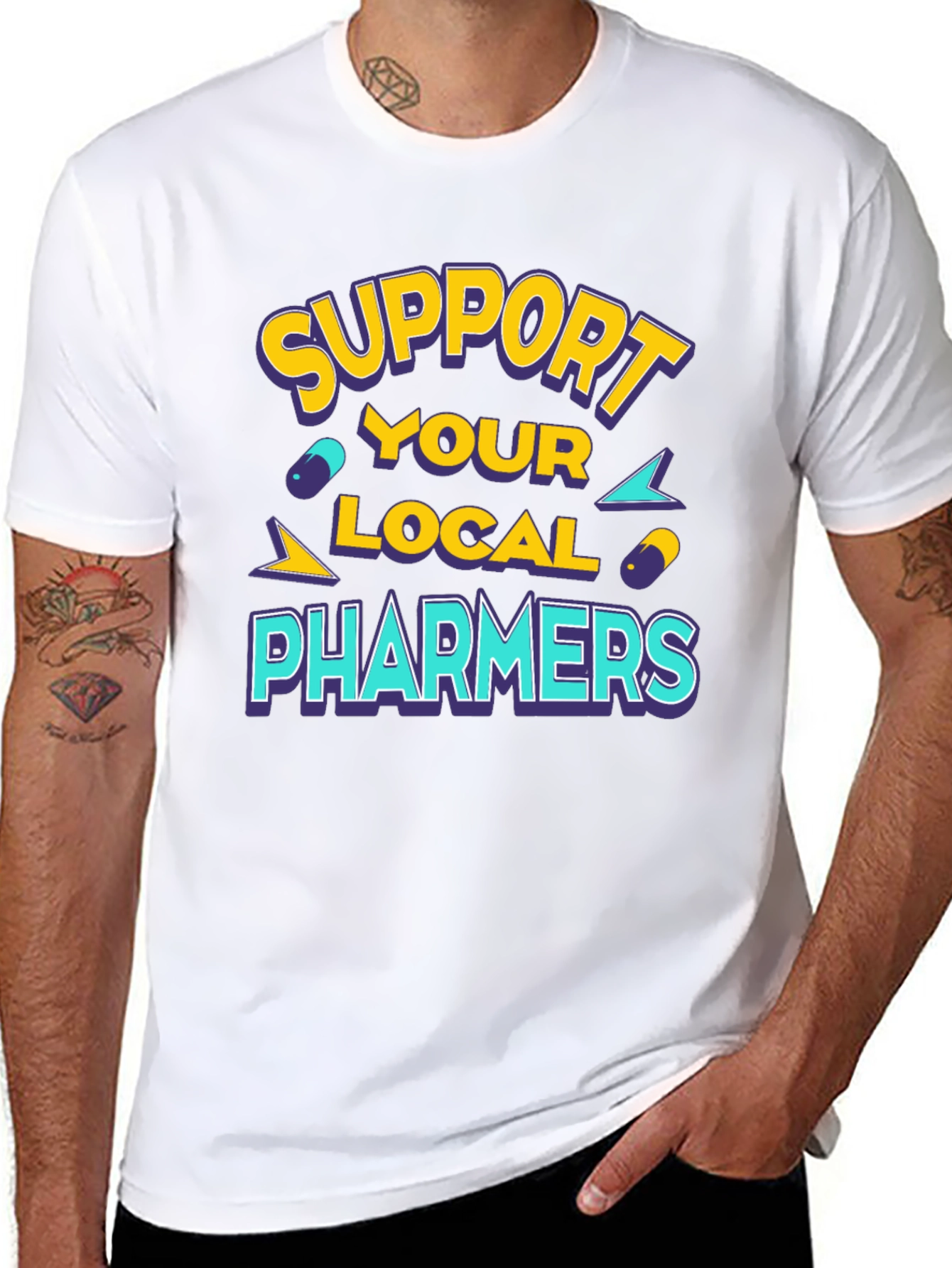 Black Support Your Local Pharmers Black T-Shirt view 8