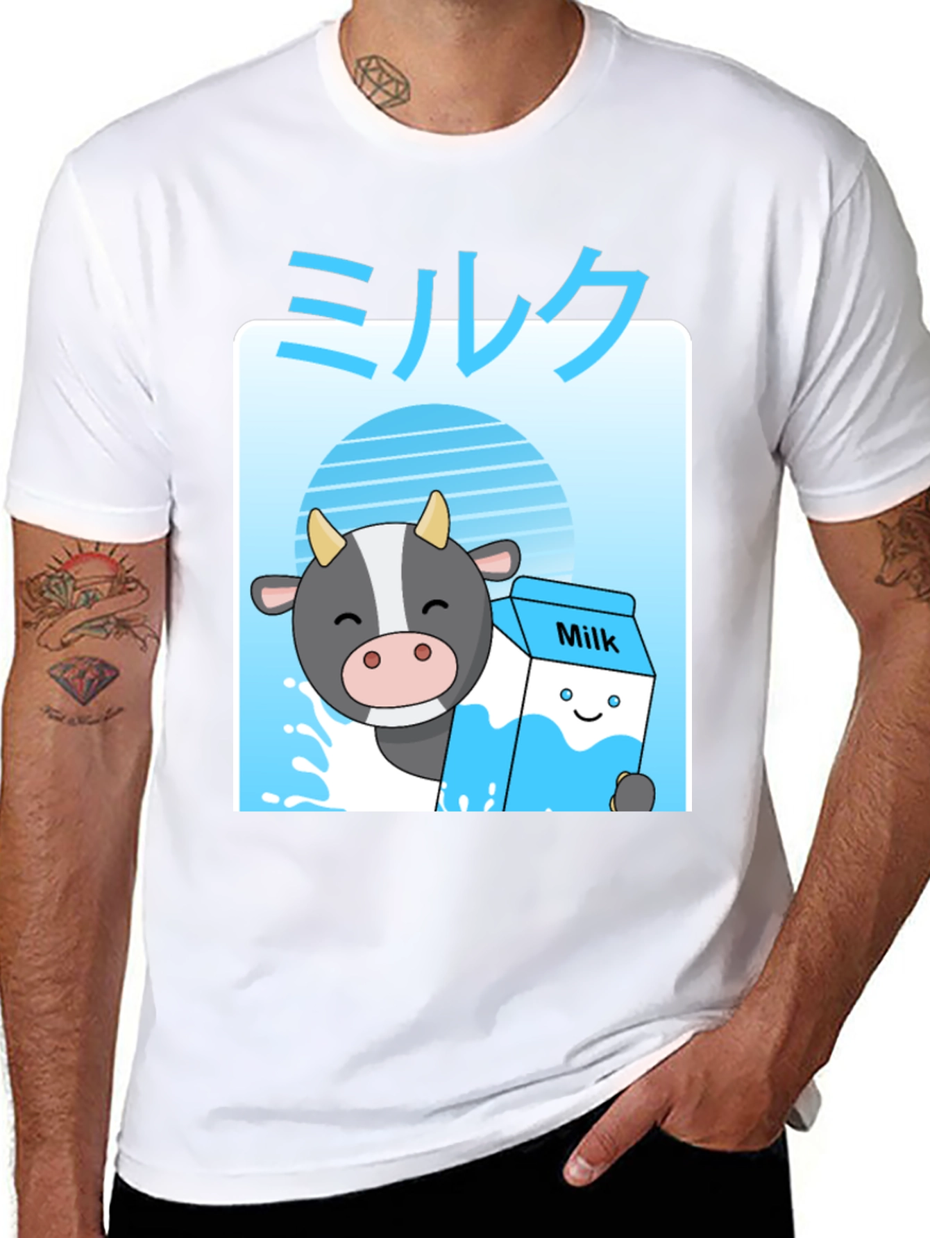 Black Kawaii Milk T-Shirt - Anime Cow Cute Graphic Tee view 8