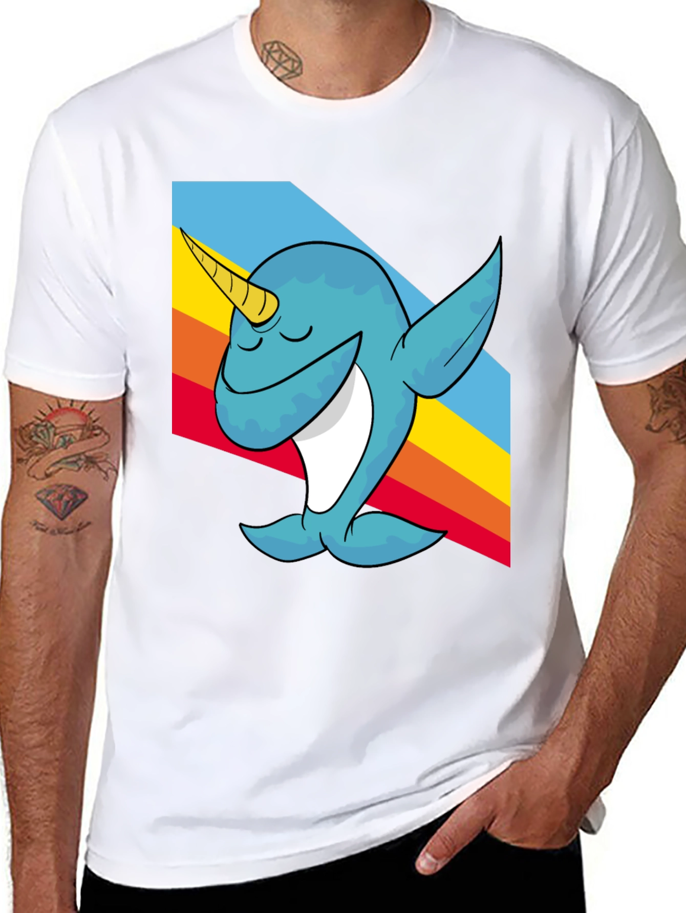 Black Narwhal Dabbing T-Shirt - Fun Cartoon Tee view 8