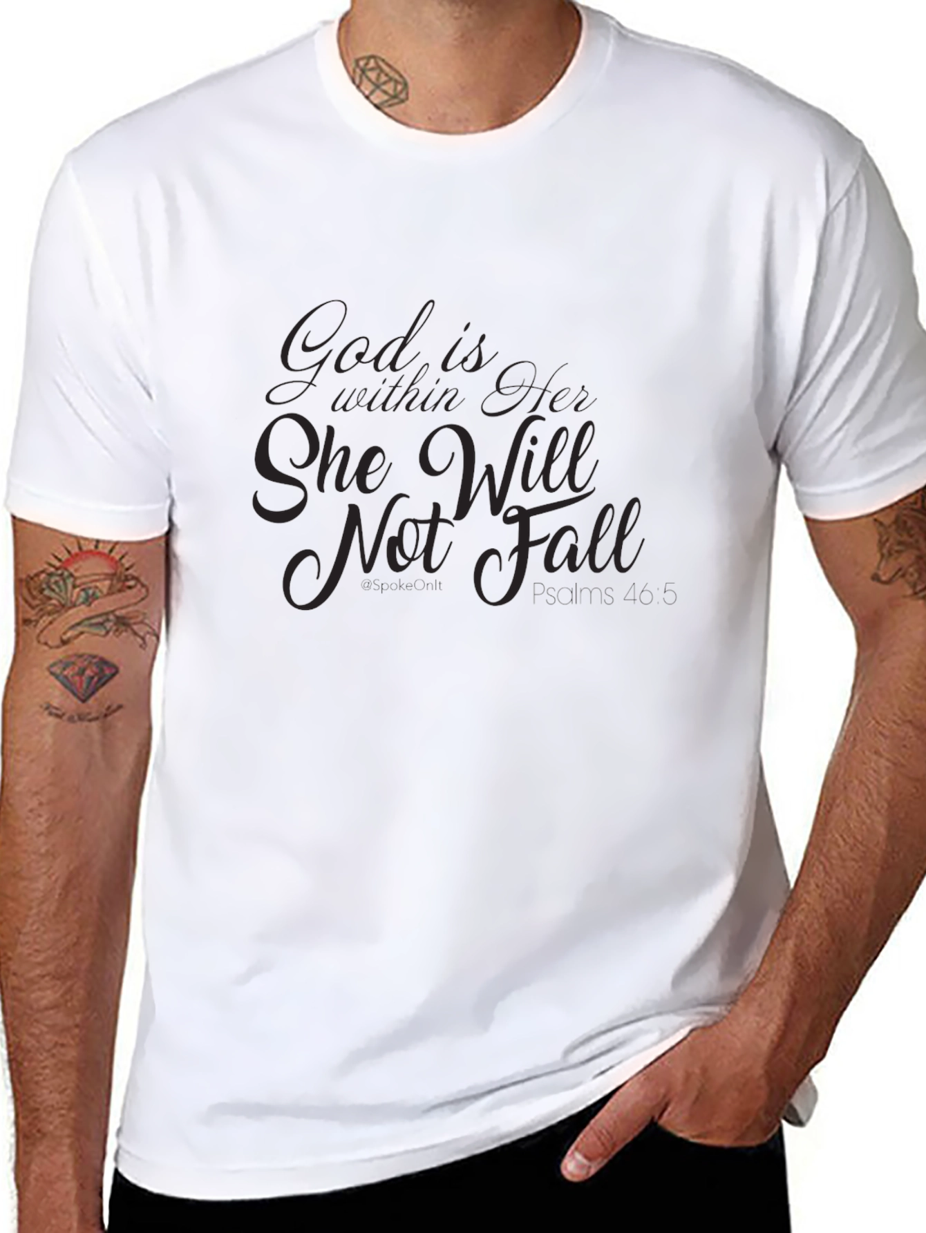 Black Inspirational Black T-Shirt - God is within her view 8