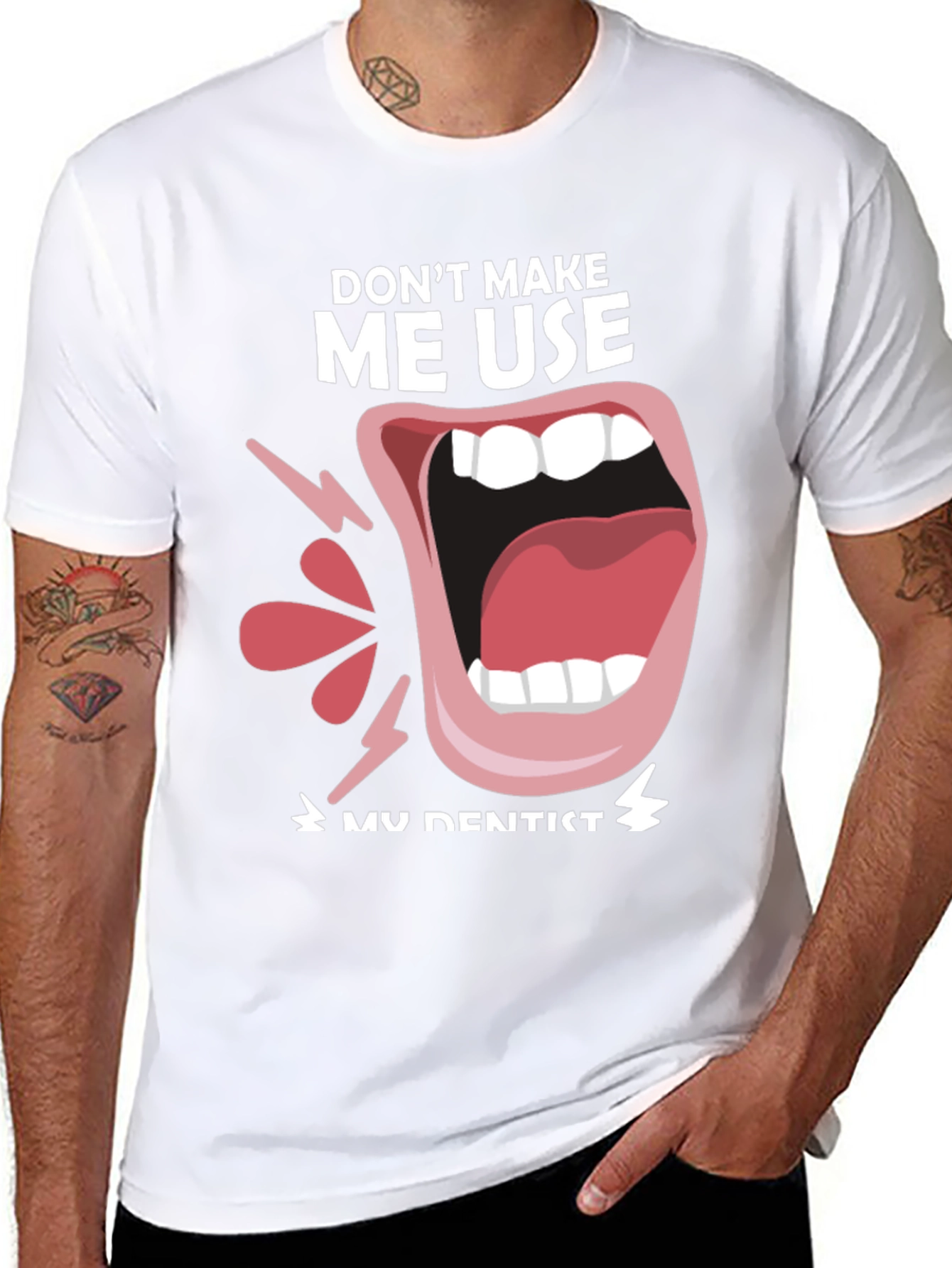 Black Funny Dentist T-Shirt - "Don't Make Me Use My Dentist" view 8