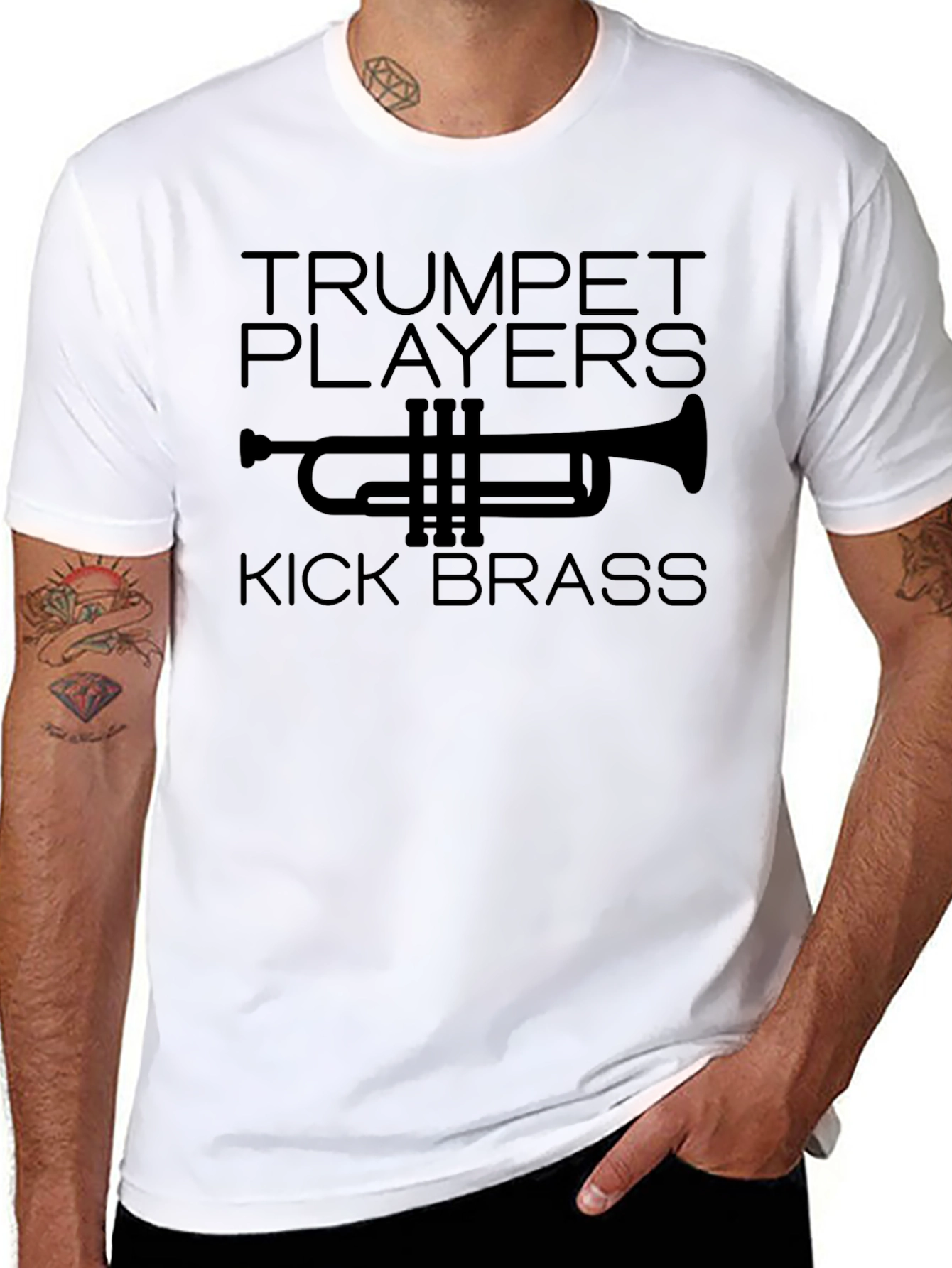 Black Trumpet Players Kick Brass Graphic Tee view 8