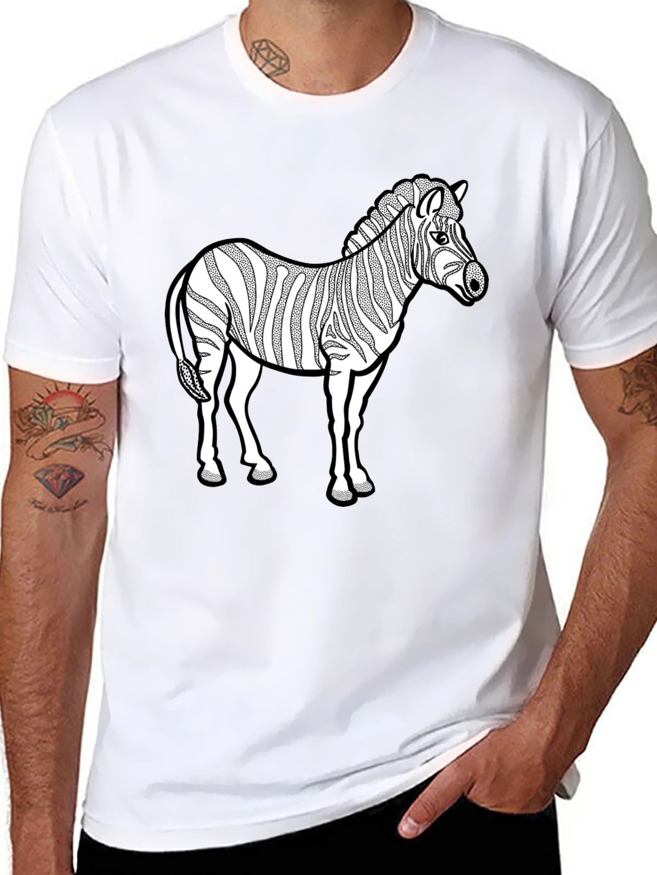 Black Zebra Graphic Print T-Shirt - Black view 8