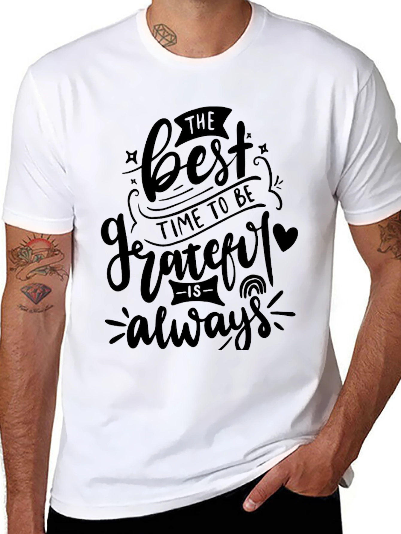 Black Grateful Always T-Shirt - Soft Black Tee view 8