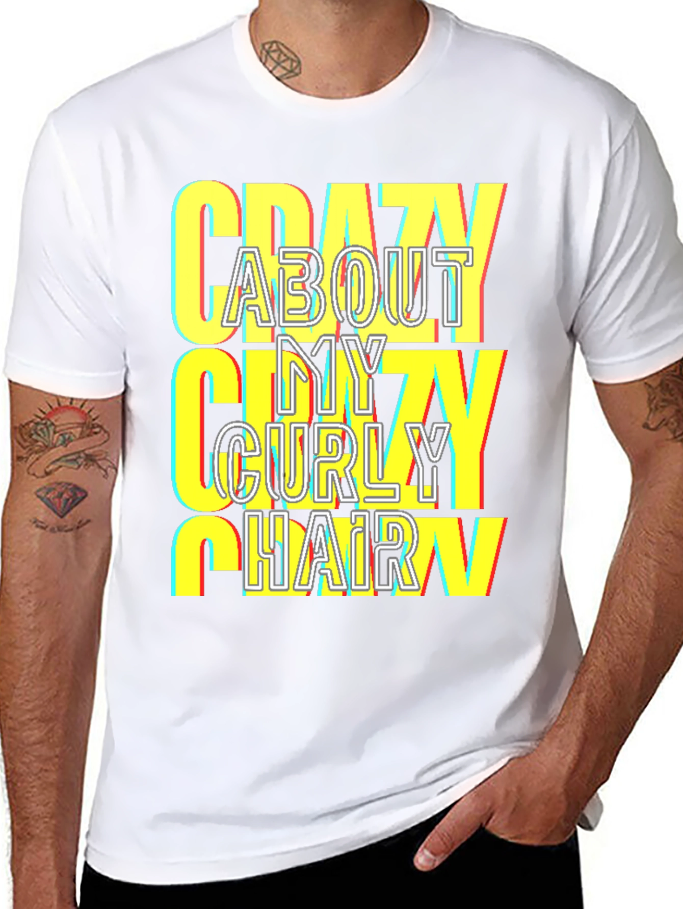 Black Crazy About My Curly Hair T-Shirt view 8