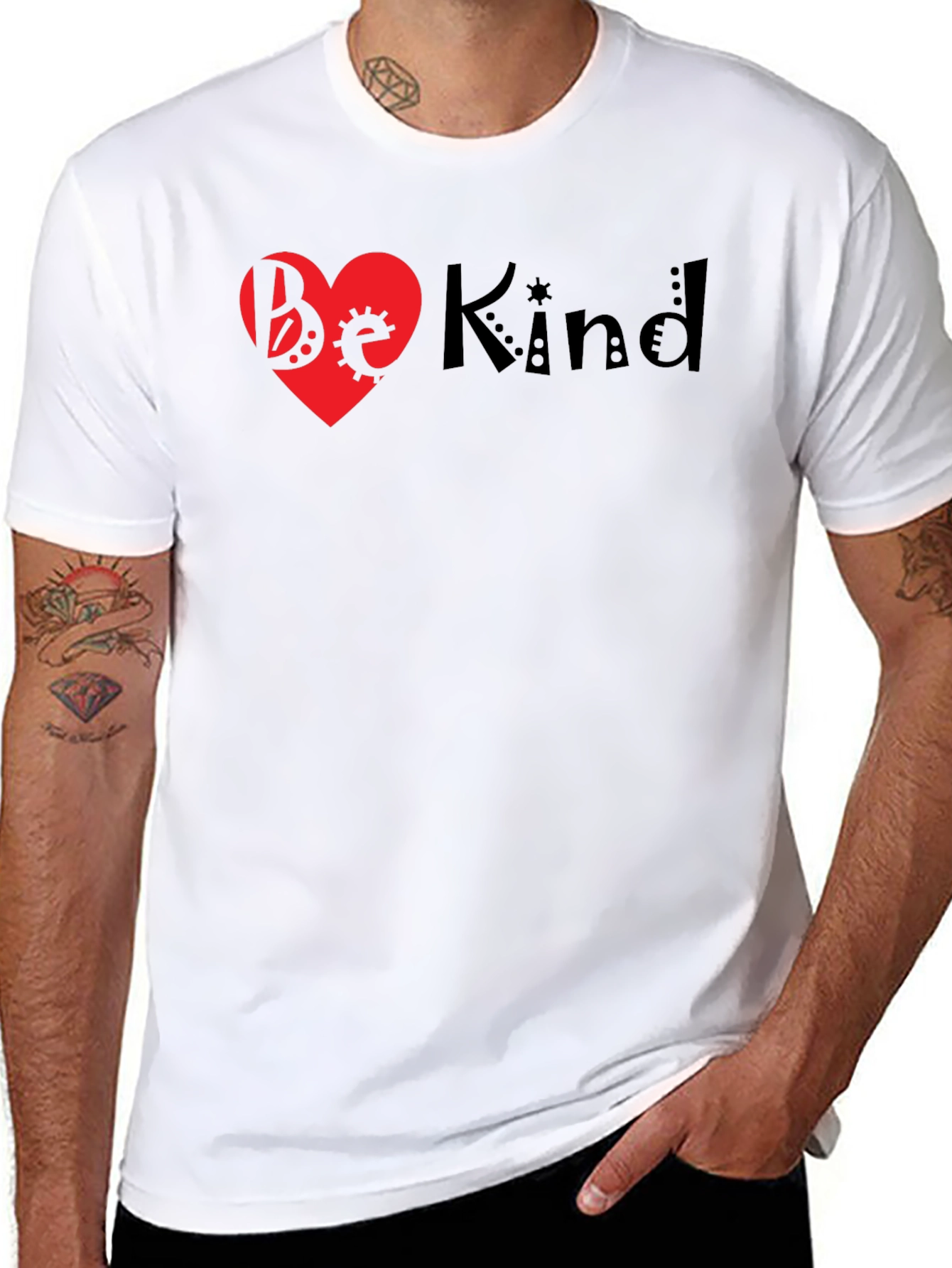 Black Be Kind Heart Graphic Tee - Black view 8