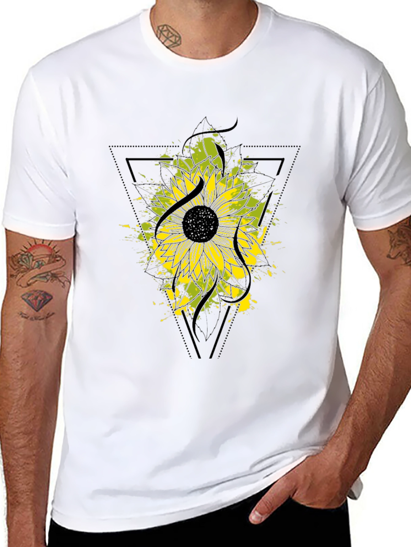 Black Sunflower Graphic Black T-Shirt view 8