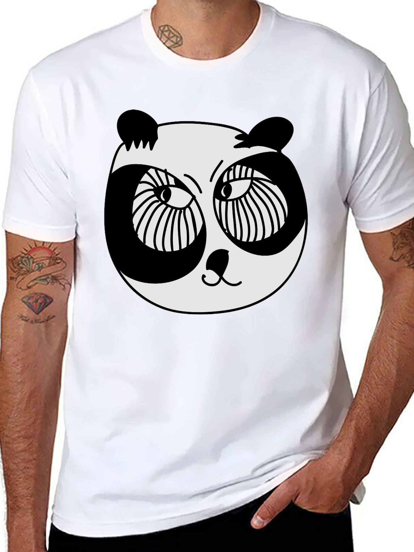 Black Panda Graphic T-Shirt - Black Crew Neck Tee view 8