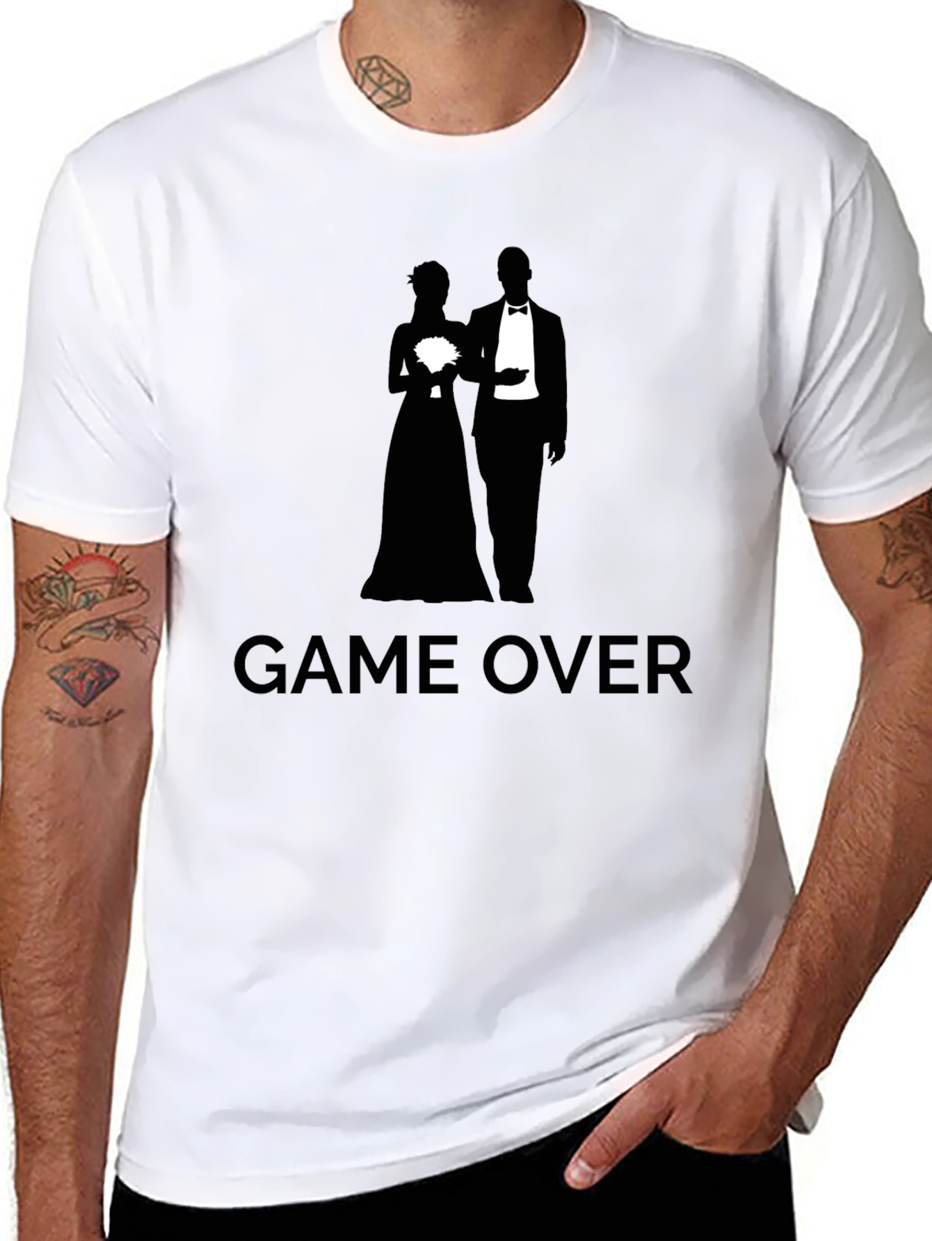 Black Game Over Wedding T-Shirt - Groom Gift Idea view 8