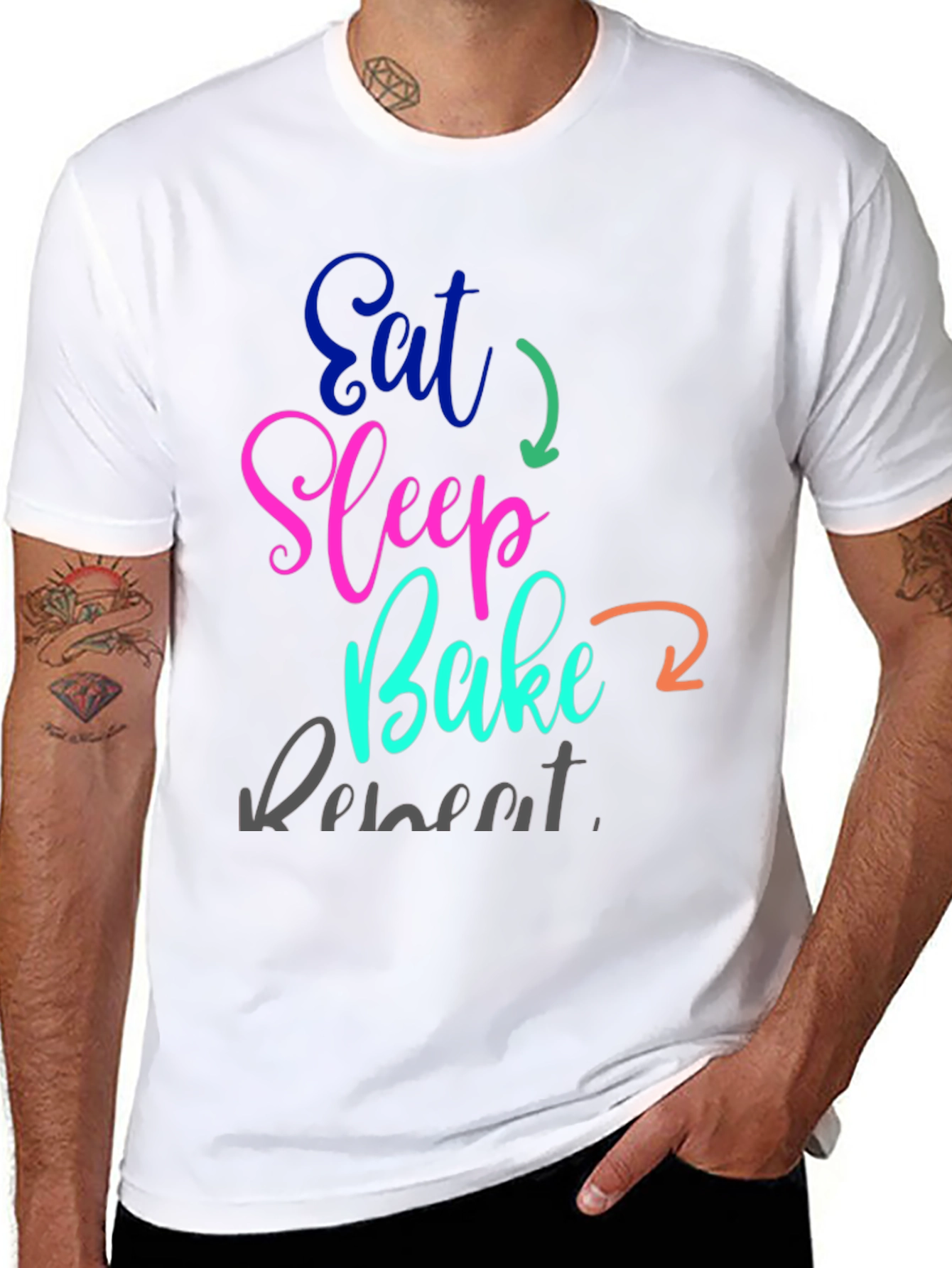 Black Eat Sleep Bake Repeat T-Shirt view 8