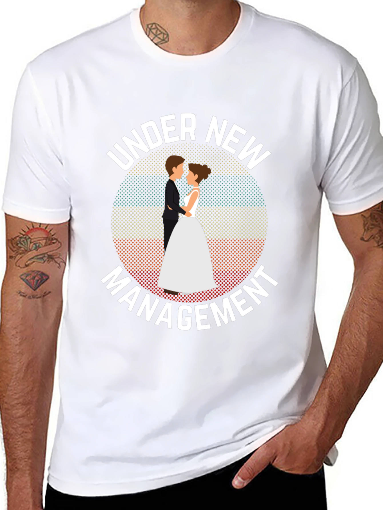 Black Under New Management T-Shirt - Wedding Humor Tee view 8