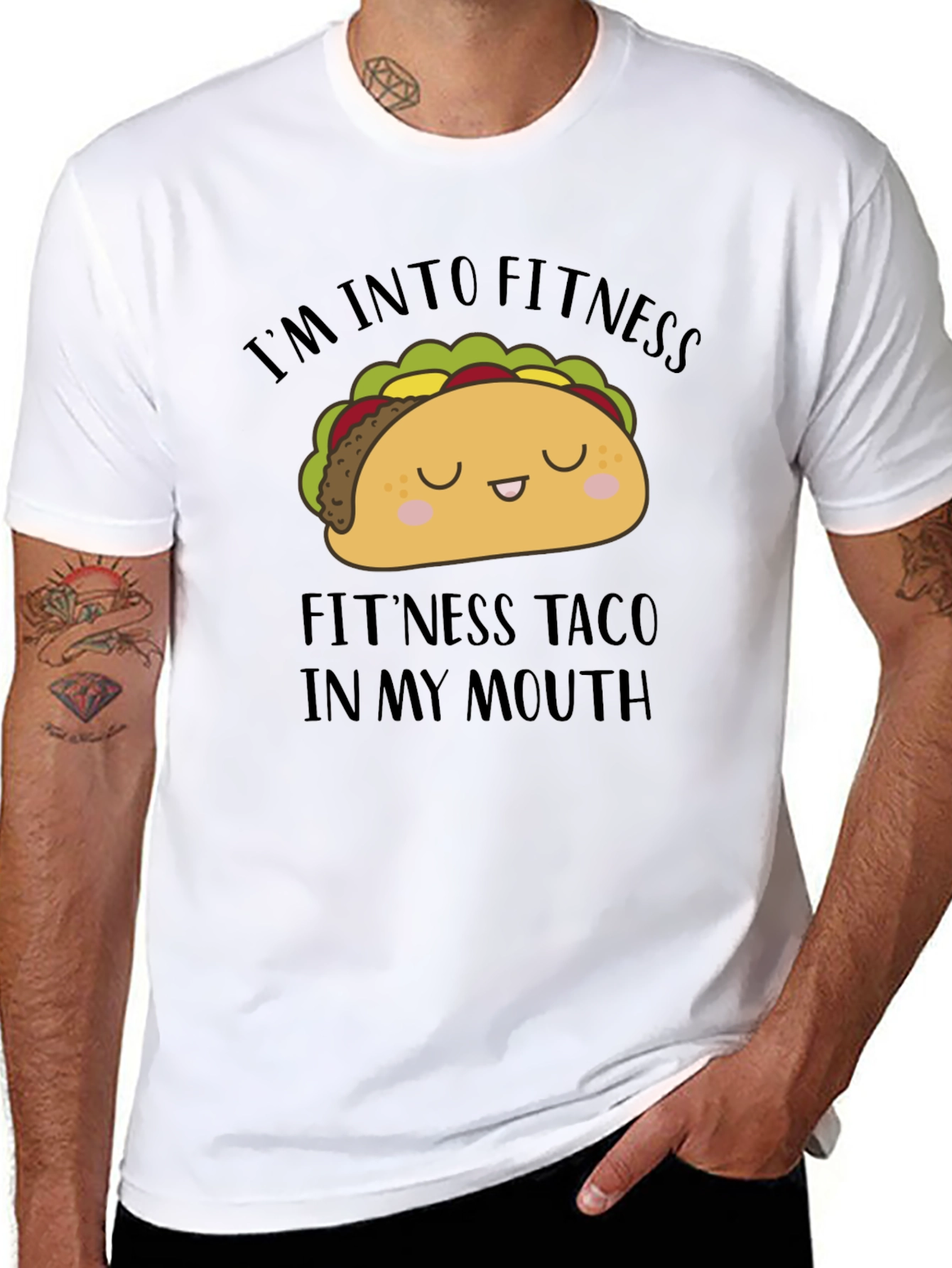 Black I'm Into Fitness Taco Graphic Tee view 8