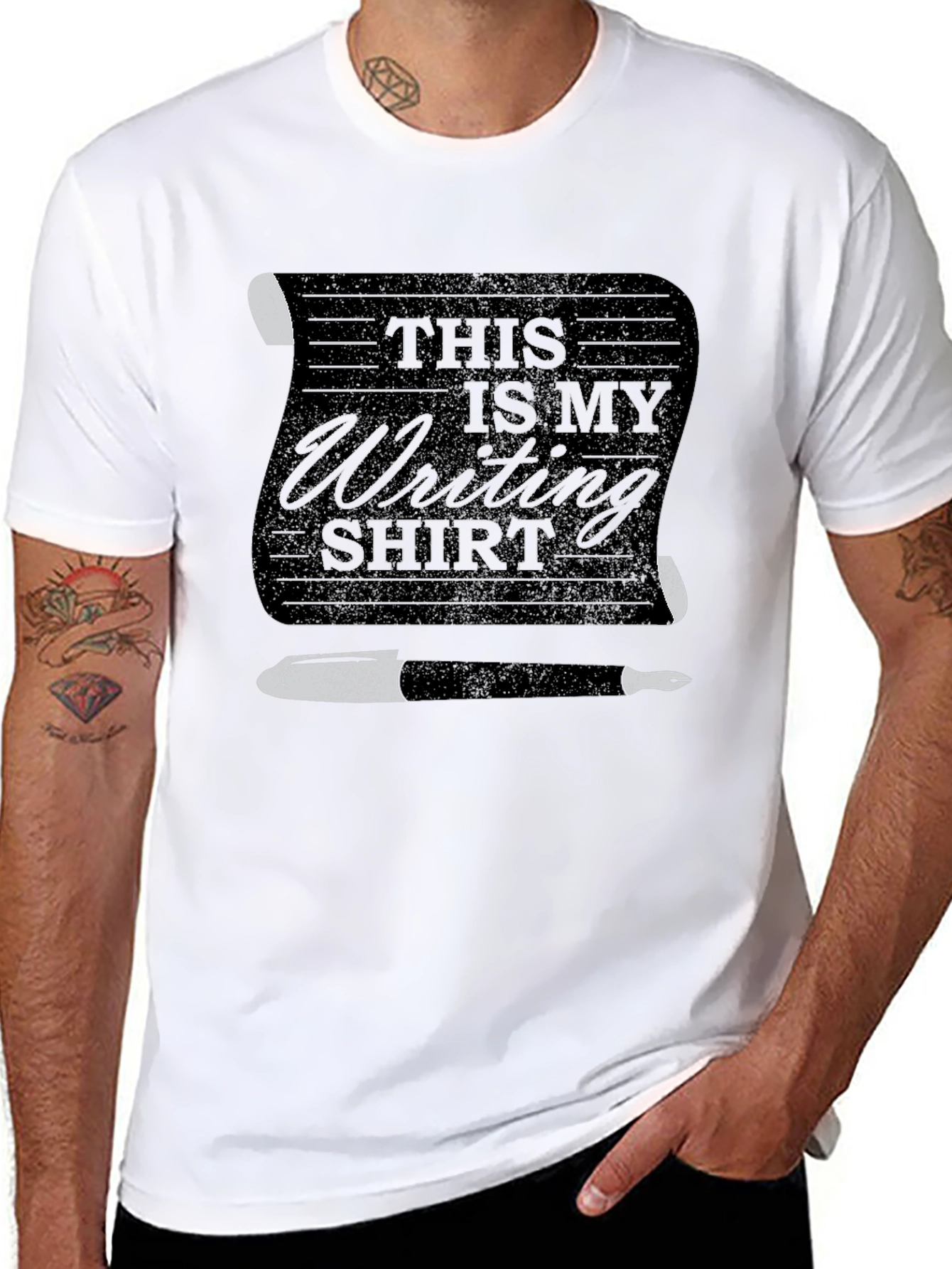 Black This Is My Writing Shirt - Novelty Graphic Tee view 8