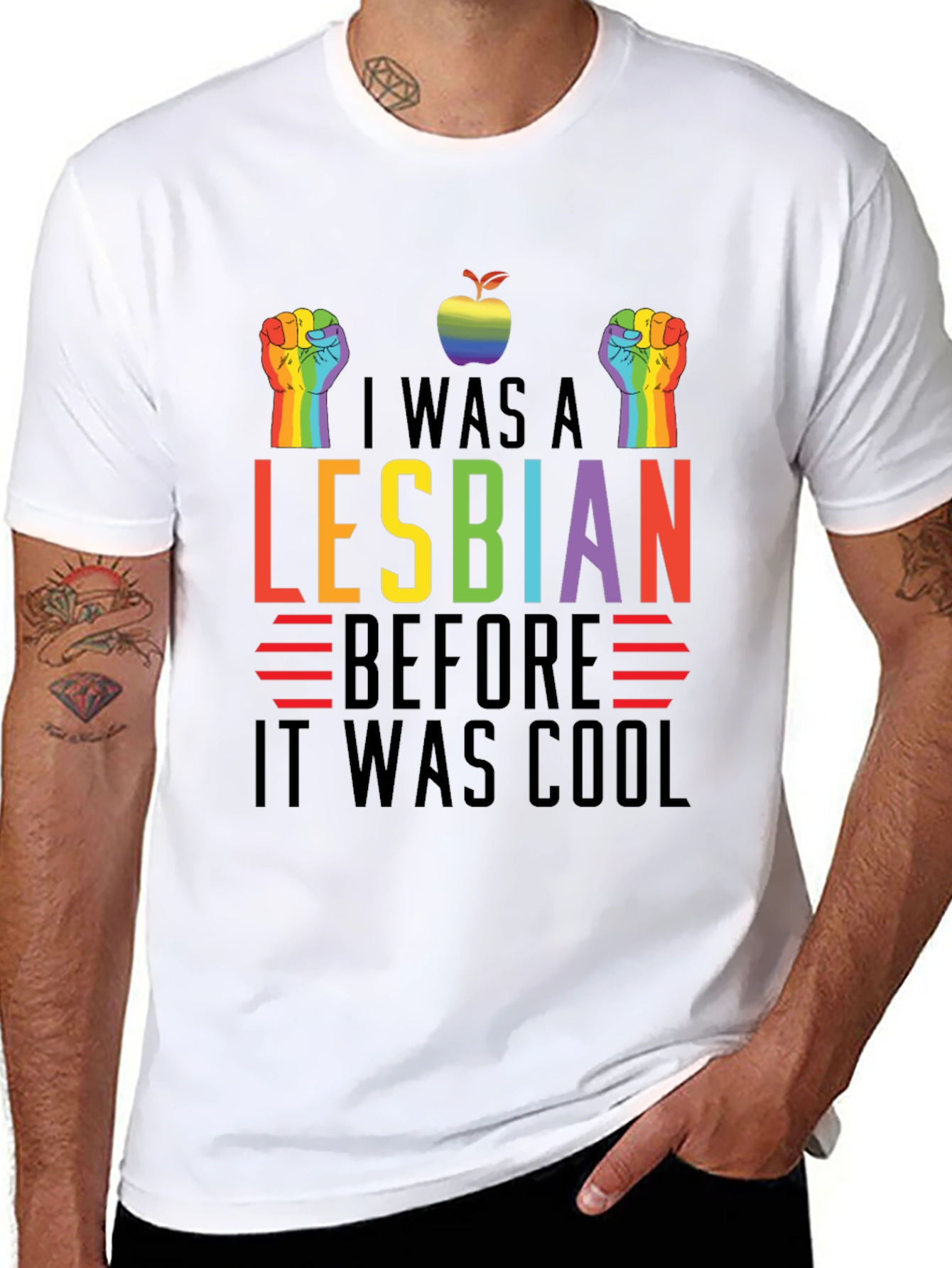 Black I Was A Lesbian Before It Was Cool T-Shirt LGBTQ view 8