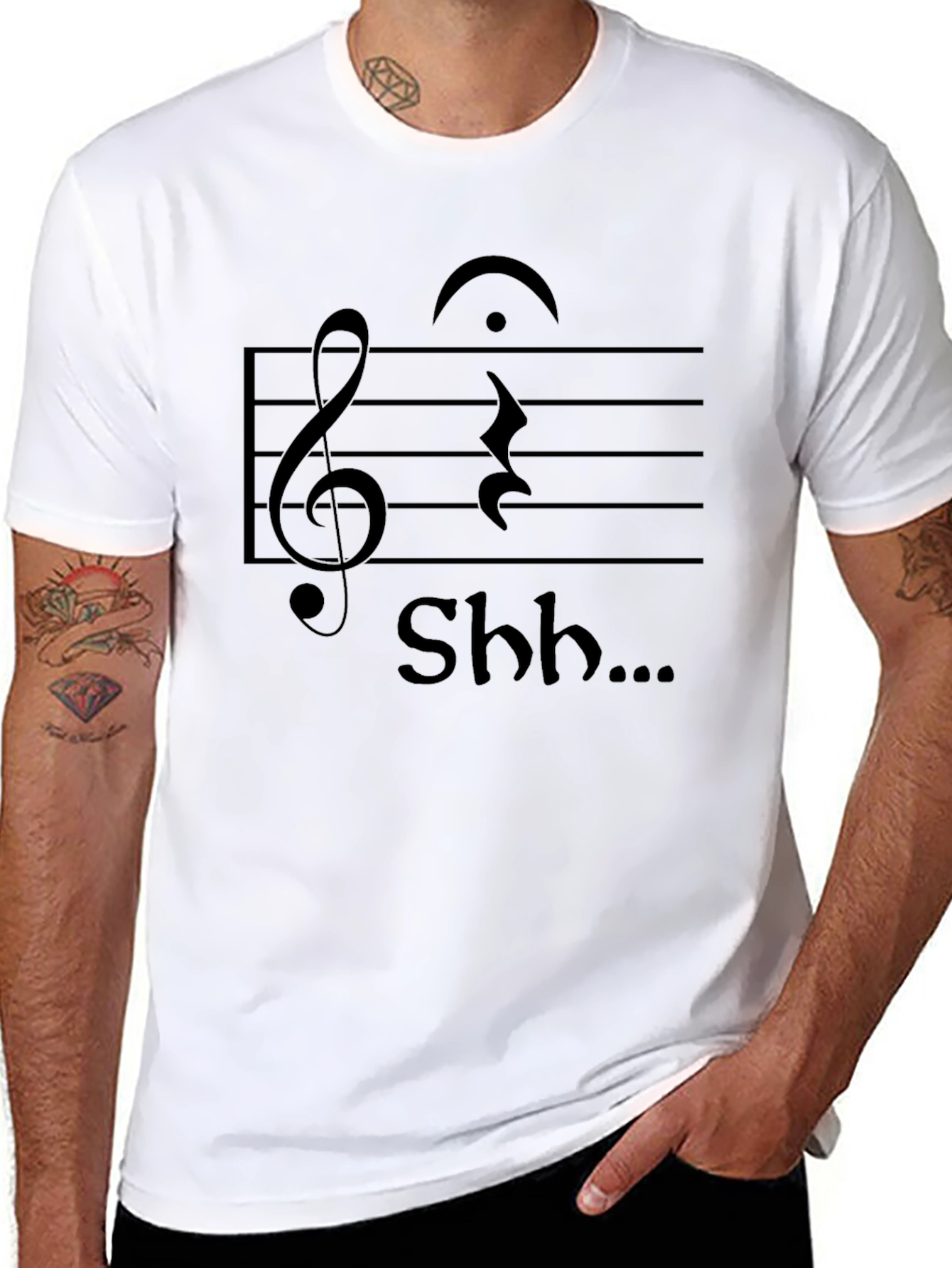 Black Musical Silence T-Shirt - "Shh..." Design view 8