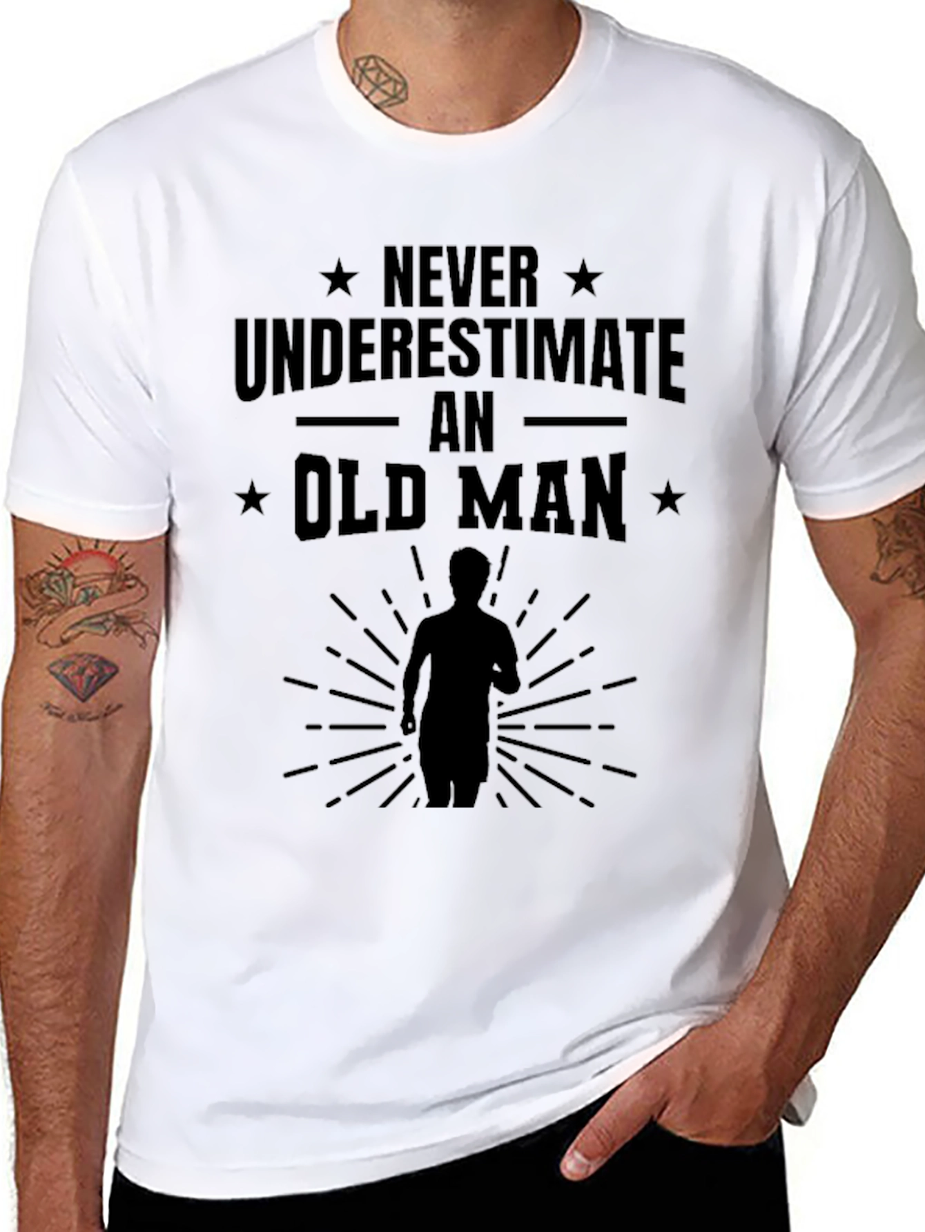 Black Never Underestimate an Old Man T-Shirt view 8