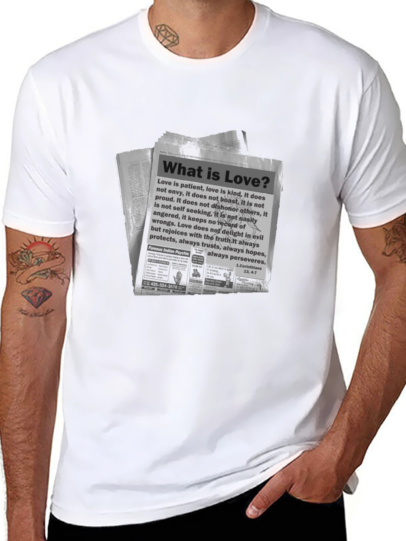 Black Love Definition Newspaper Print Black T-Shirt view 8