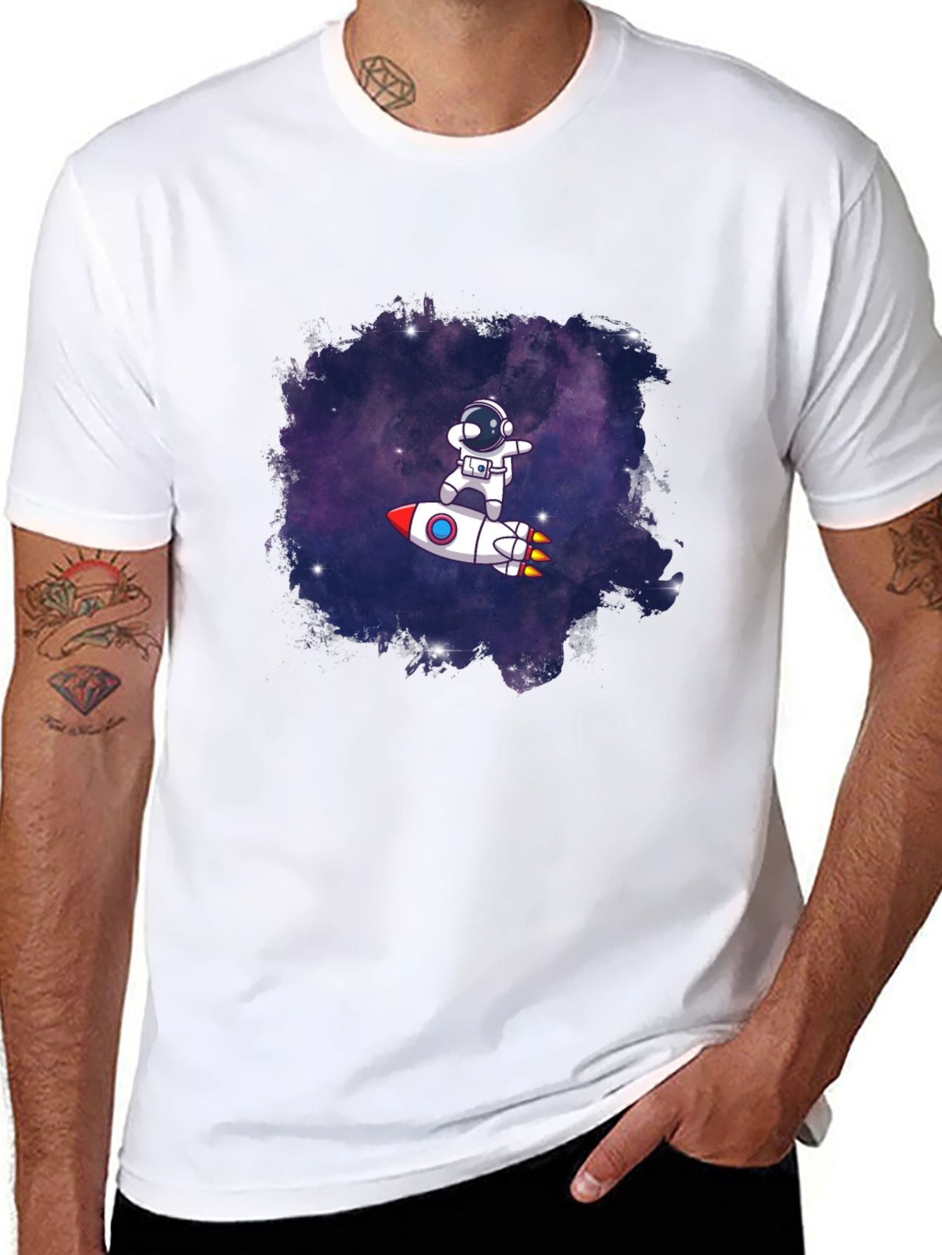 Black Astronaut Dab Rocket T-Shirt - Space Fun view 8