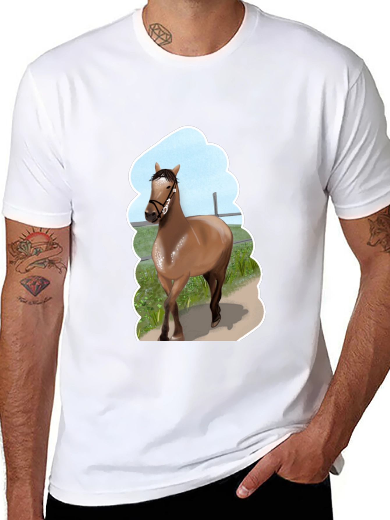 Black Horse Graphic Tee - Stylish Unisex Design view 8