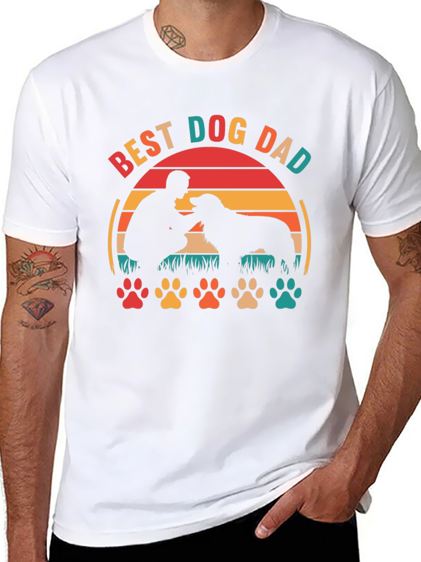 Best Dog Dad T-Shirt: Silhouette Design, Casual Wear - 8