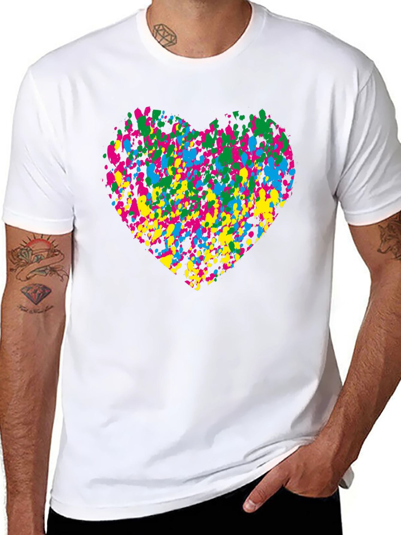 Black Heart Splatter Black T-Shirt Funky Style view 8