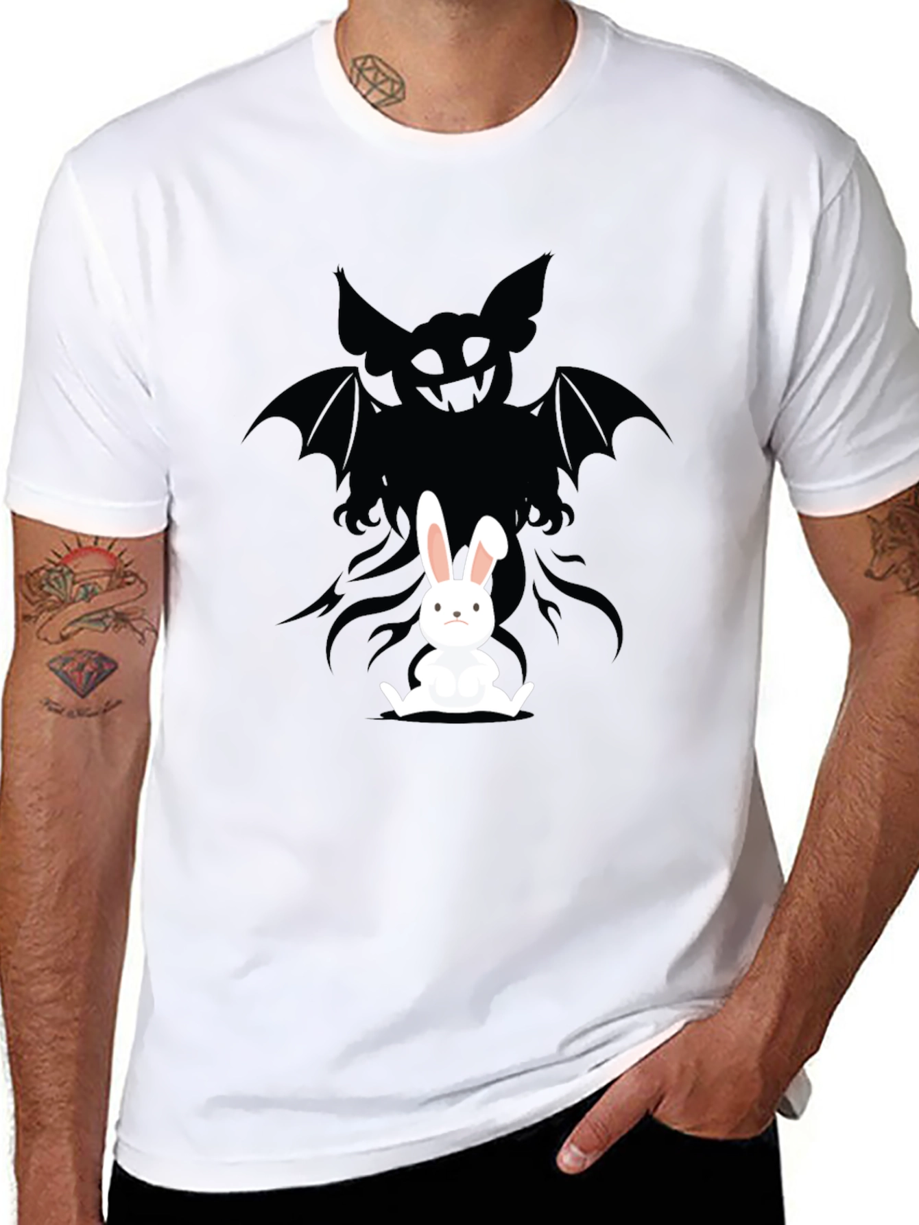 Black Rabbit's Shadow T-Shirt - Dark Humor Design view 8