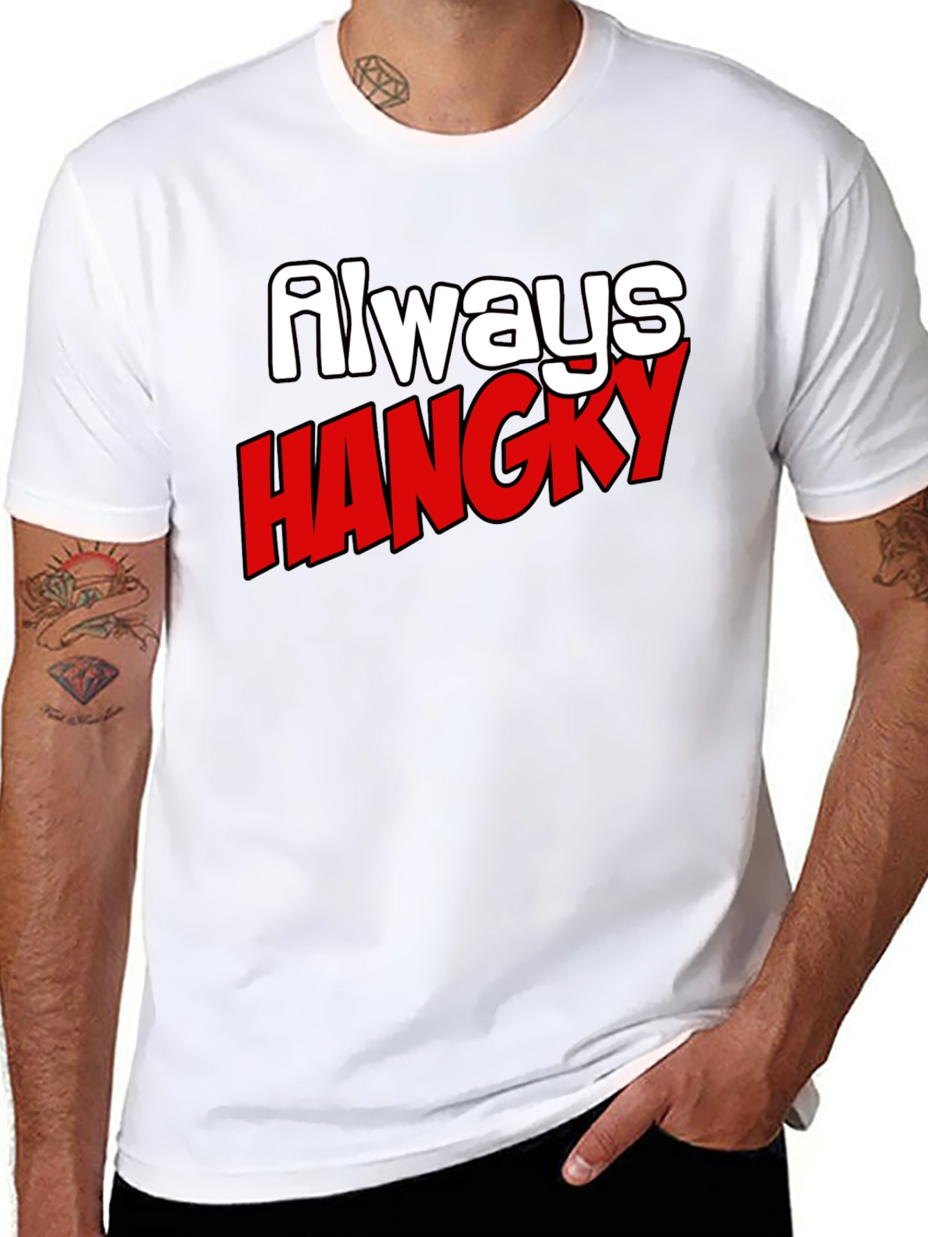 Black Always Hangry Funny Graphic T-Shirt view 8