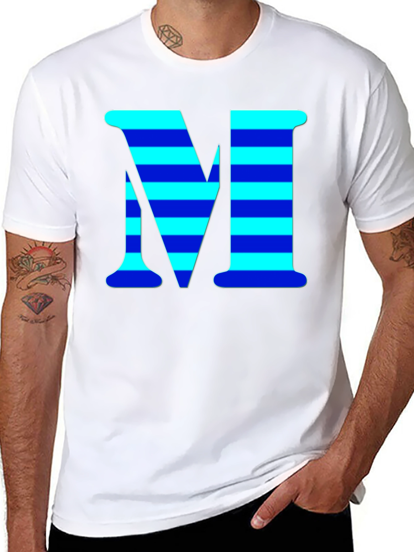 Black Striped "M" Graphic Tee - Cool Casual Style view 8