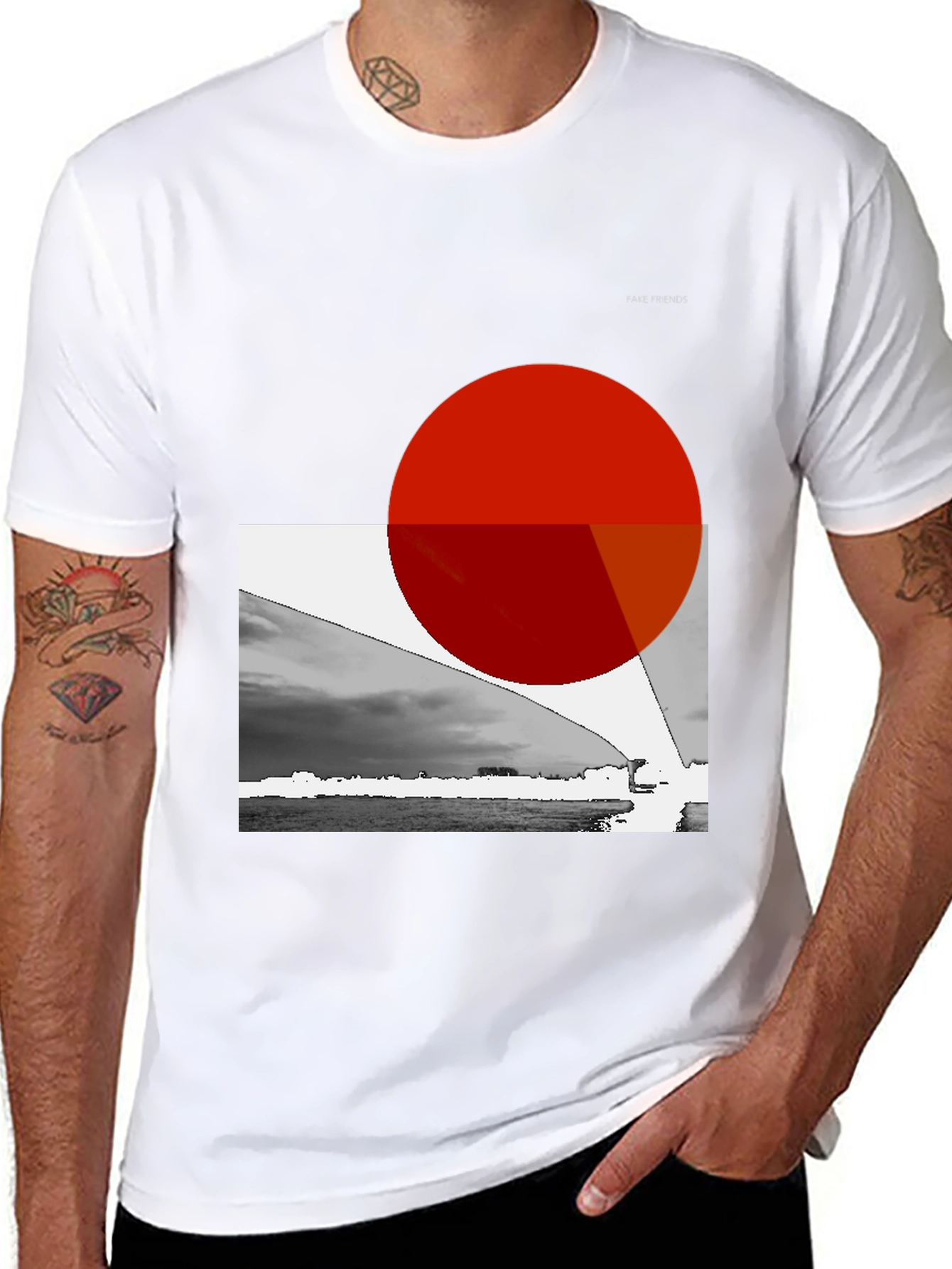 Black Abstract Graphic Print Black T-Shirt view 8