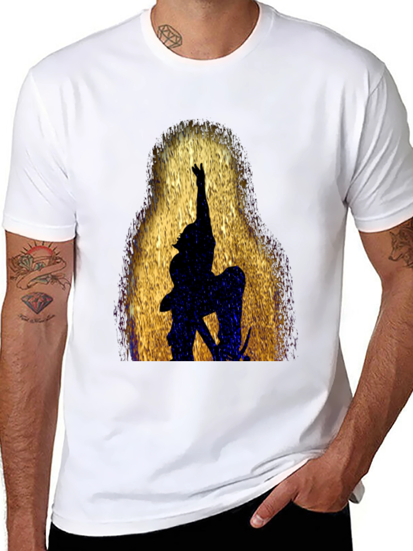 Black Silhouette Warrior Graphic Black T-Shirt view 8