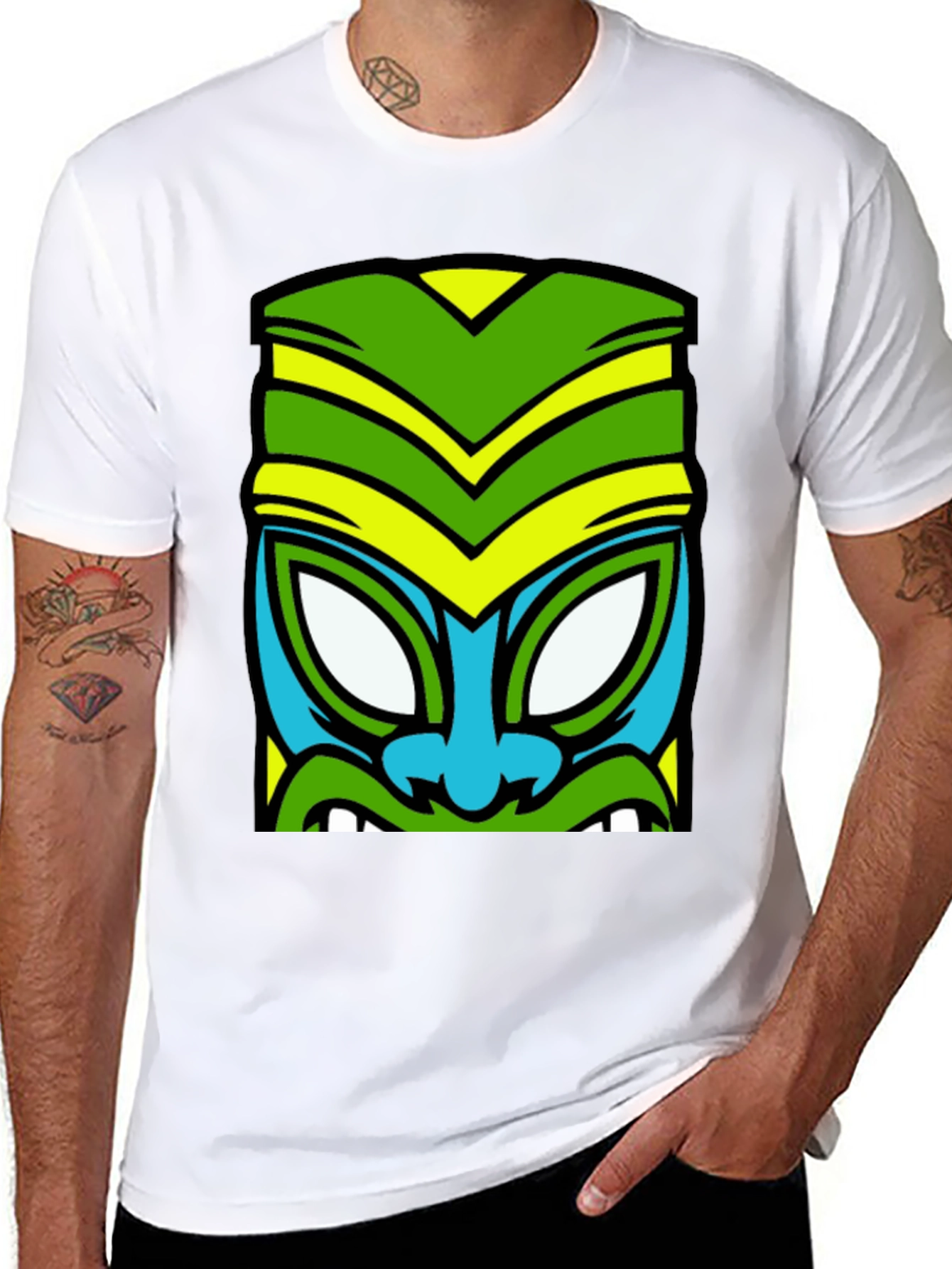 Black Funky Tiki Mask Graphic Tee view 8