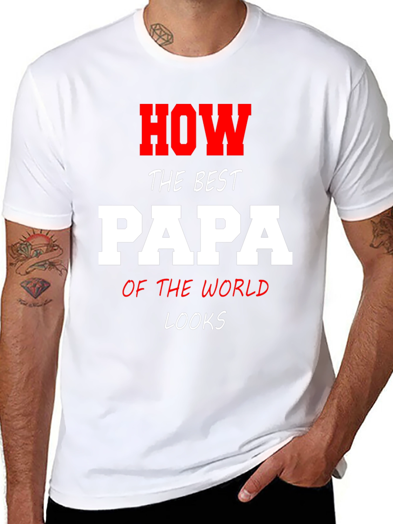 Black Best Papa T-Shirt - How The Best Papa Looks Graphic Tee view 8