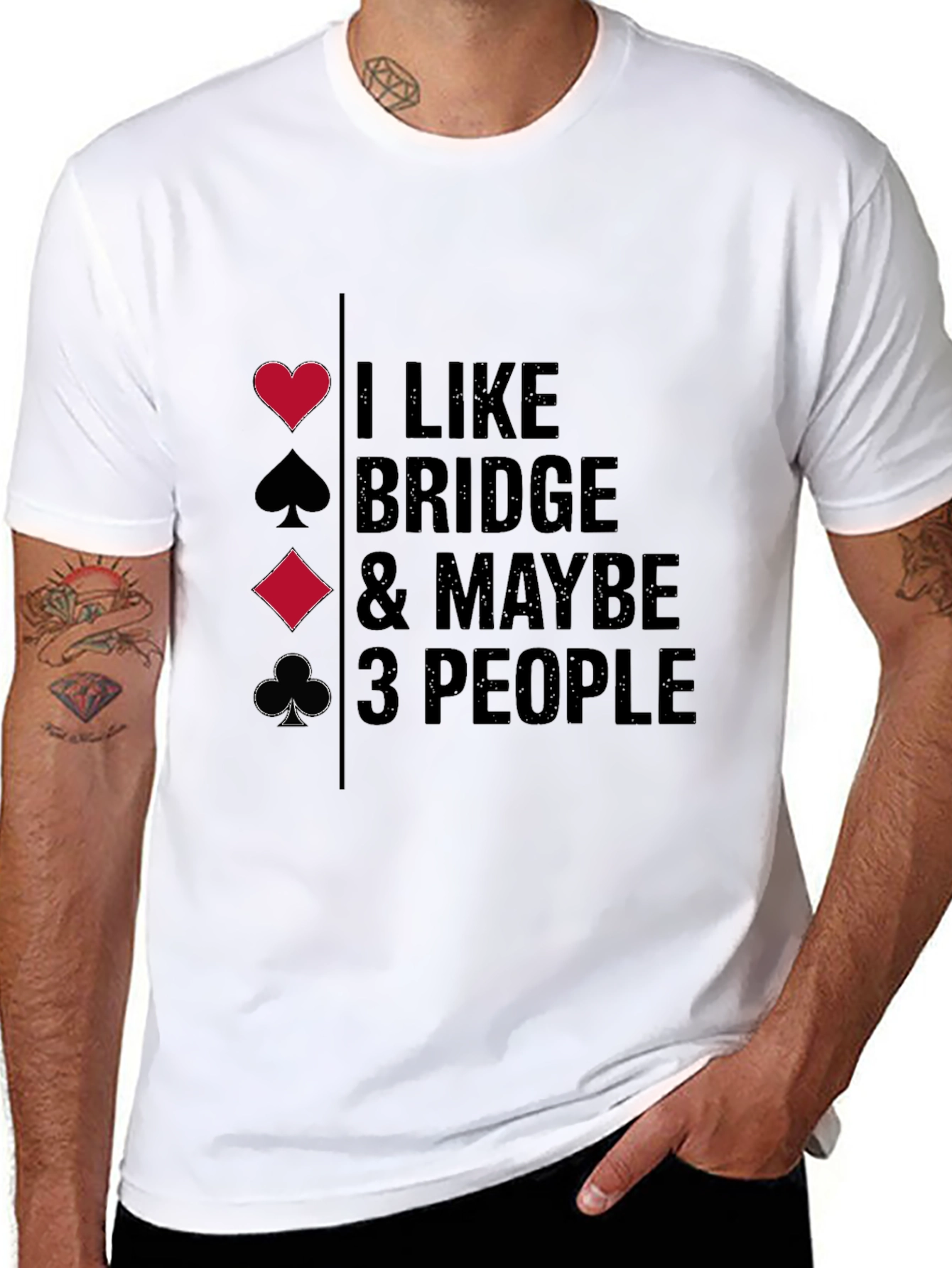 Black Bridge Lover T-Shirt - I Like Bridge & Maybe 3 People view 8