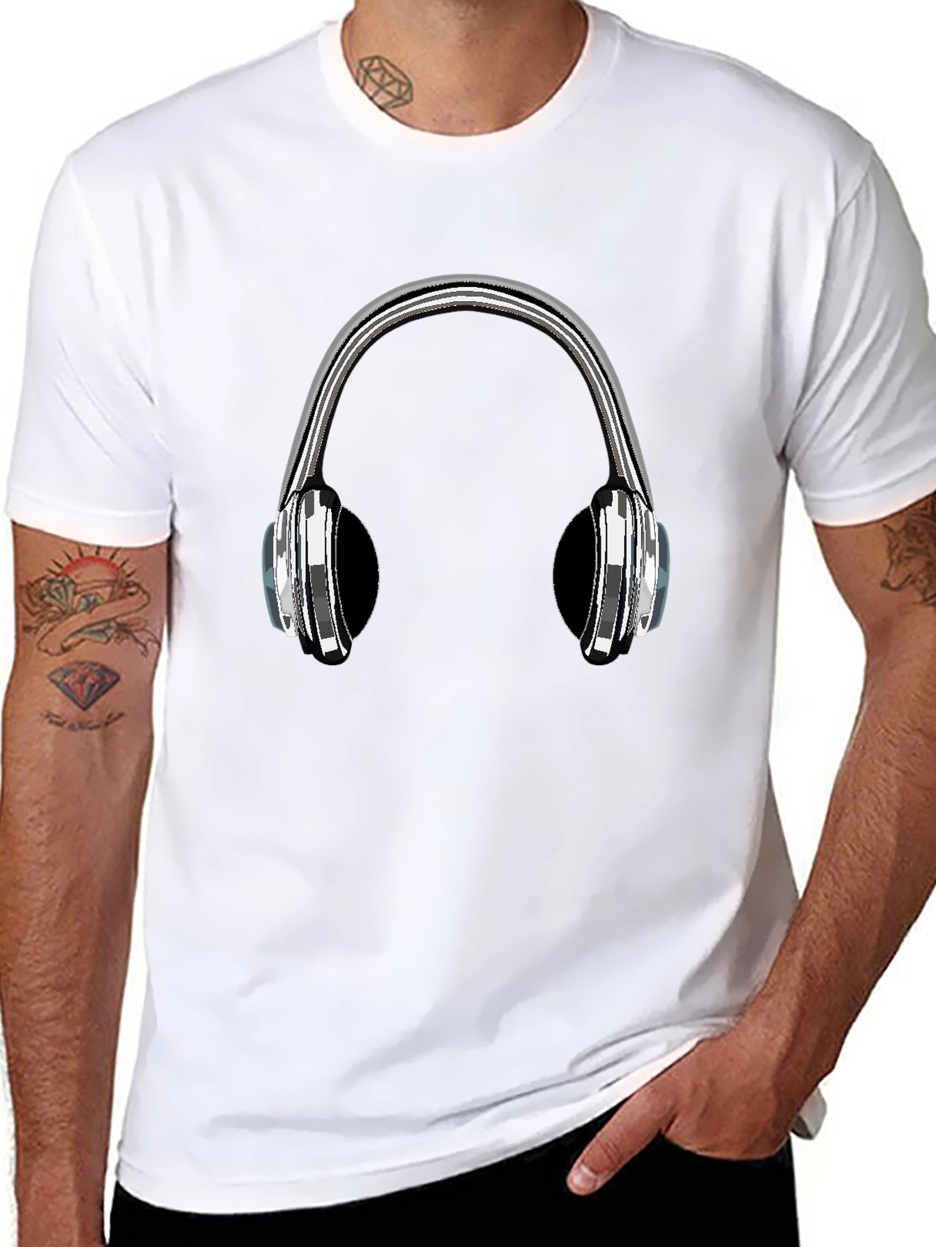 Black Headphone Graphic T-Shirt - Music Lover Tee view 8