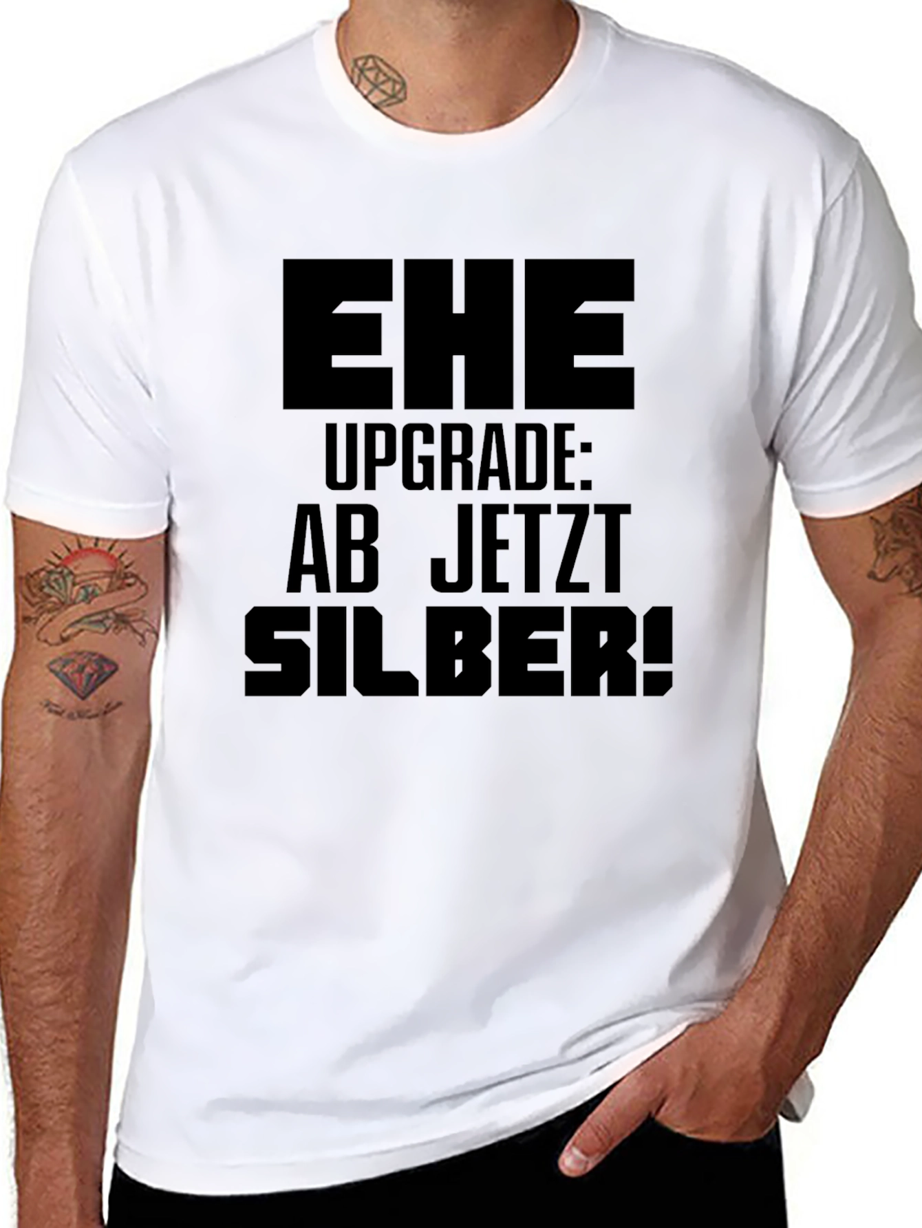 Black EHE Upgrade Silver Anniversary T-Shirt view 8