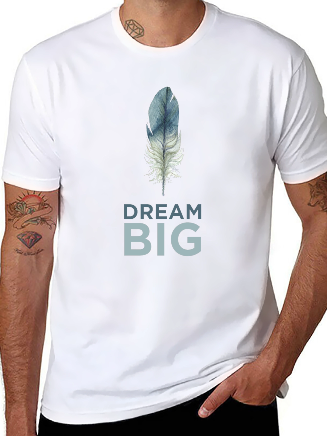 Black Dream Big Feather Graphic T-Shirt - Soft Cotton Tee view 8