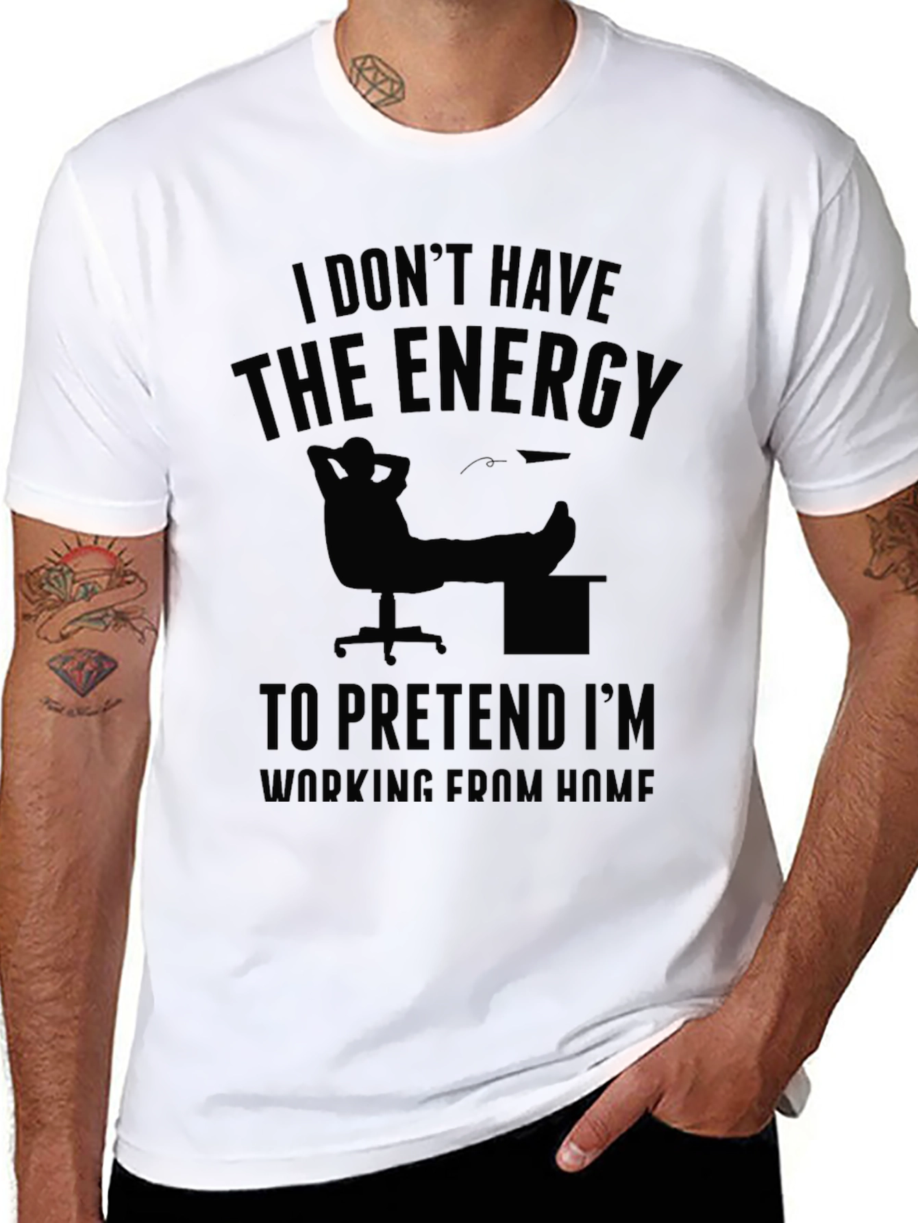 Black Funny Working From Home Graphic Tee - Black view 8