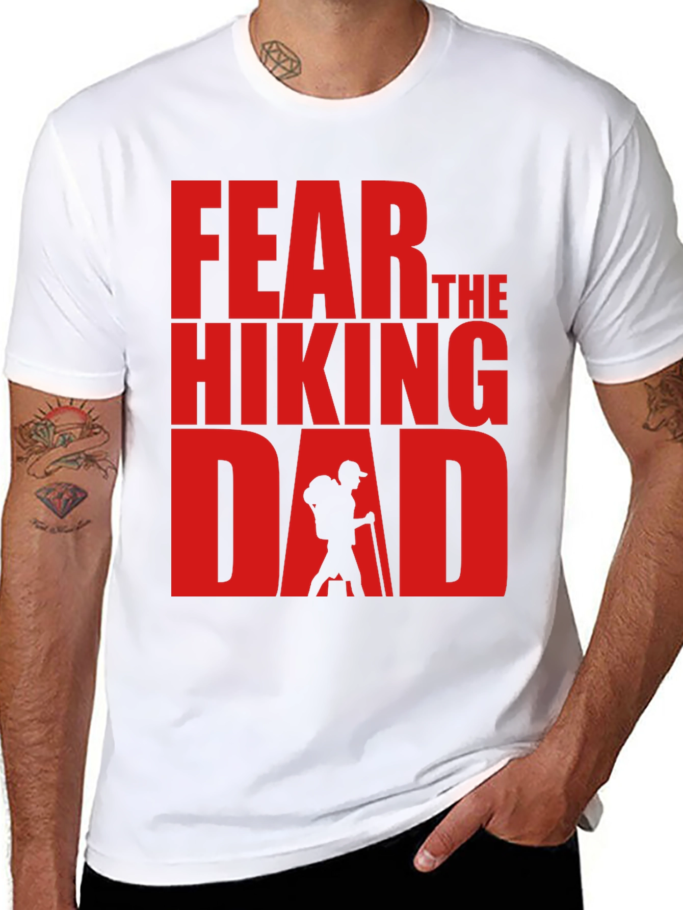 Black Fear The Hiking Dad - Funny T-Shirt view 8
