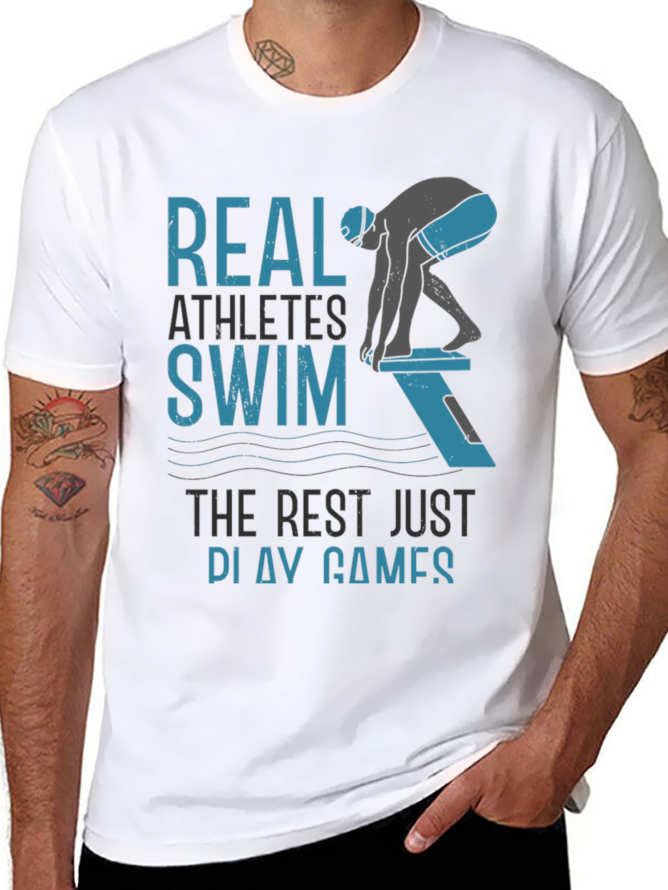 Black Real Athletes Swim T-Shirt - Black Cotton Tee view 8