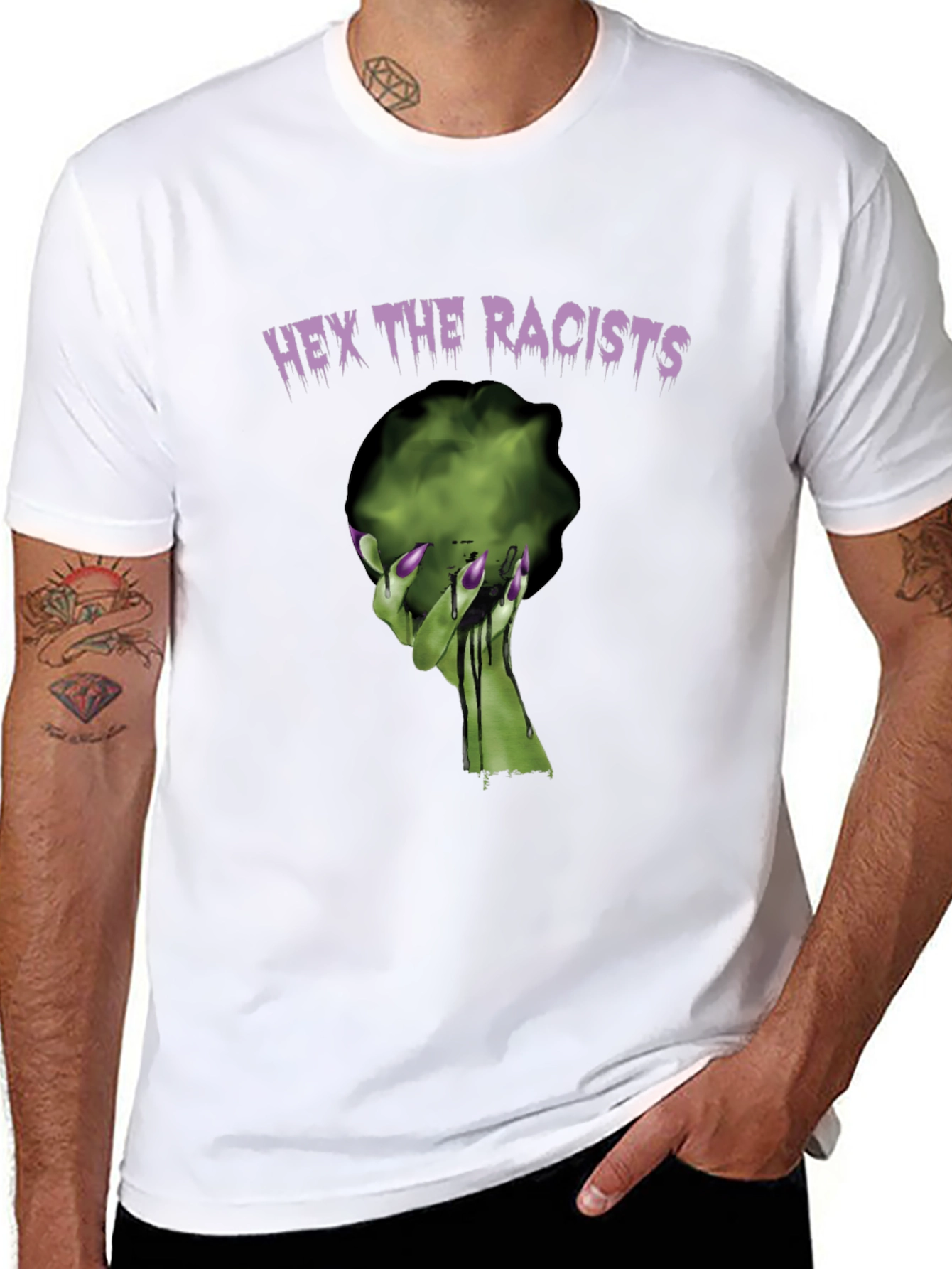 Black Hex the Racists Graphic T-Shirt view 8