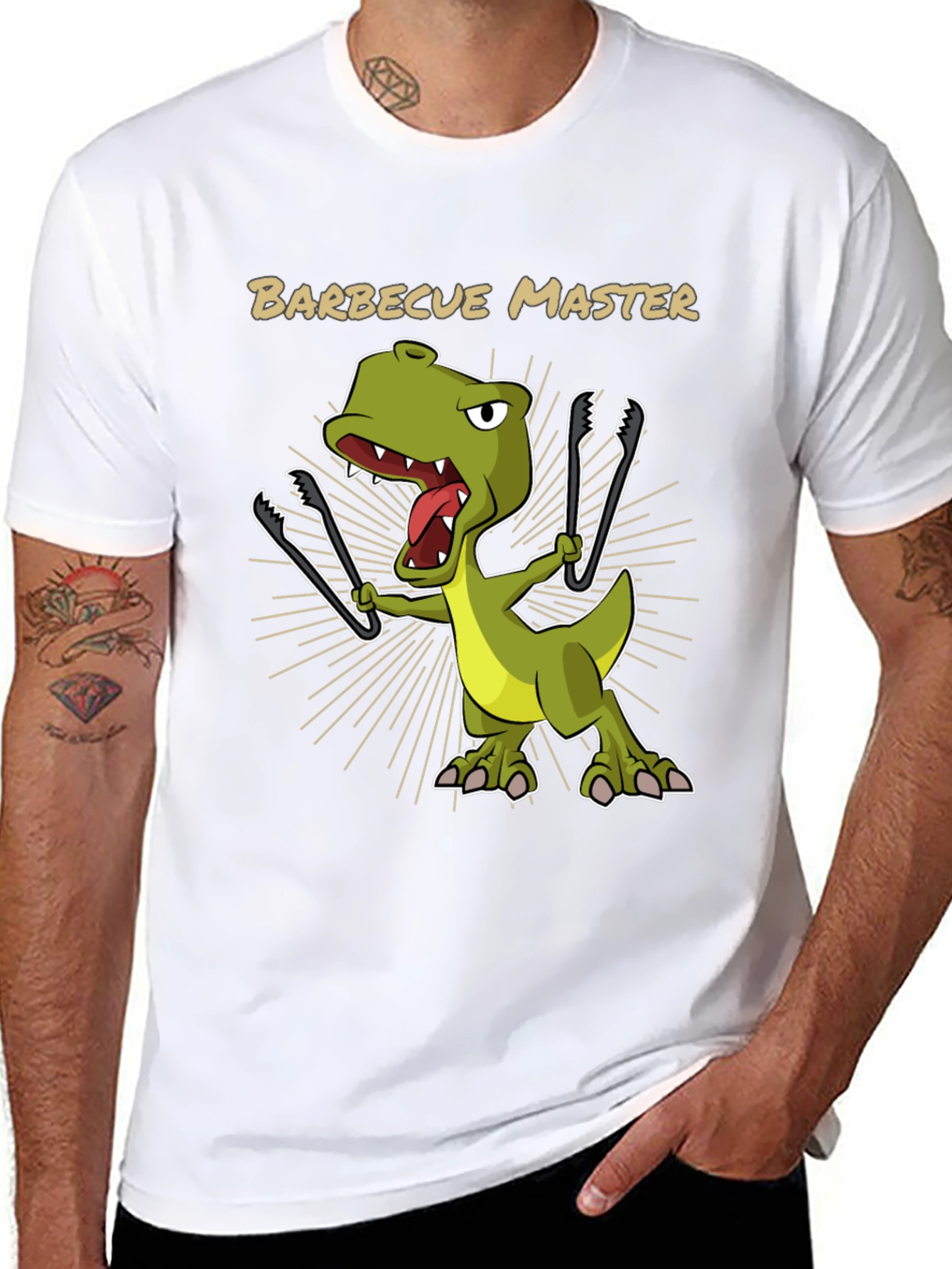 Black BBQ Master T-Rex Graphic Tee view 8