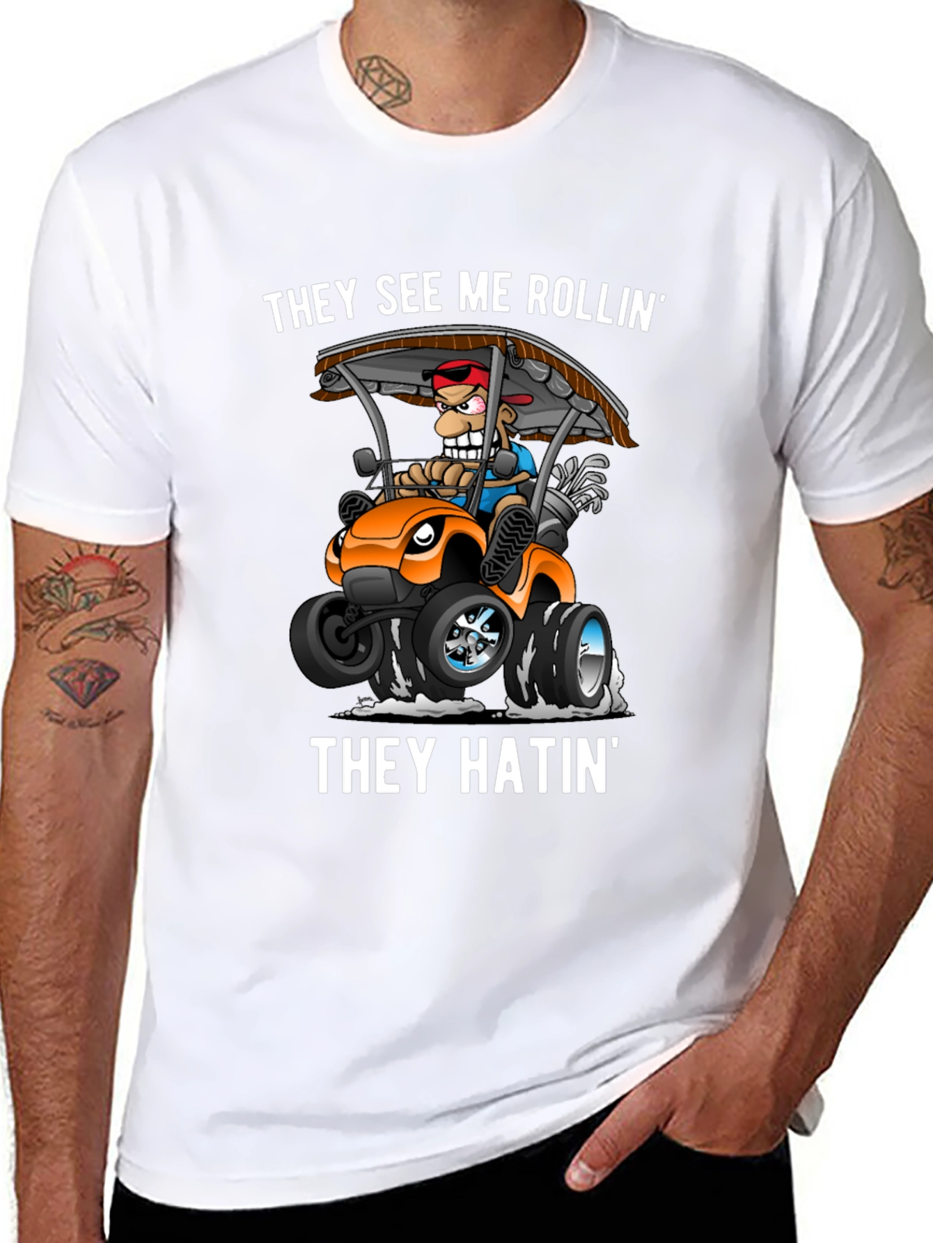 Black Funny "They See Me Rollin'" Graphic Tee view 8