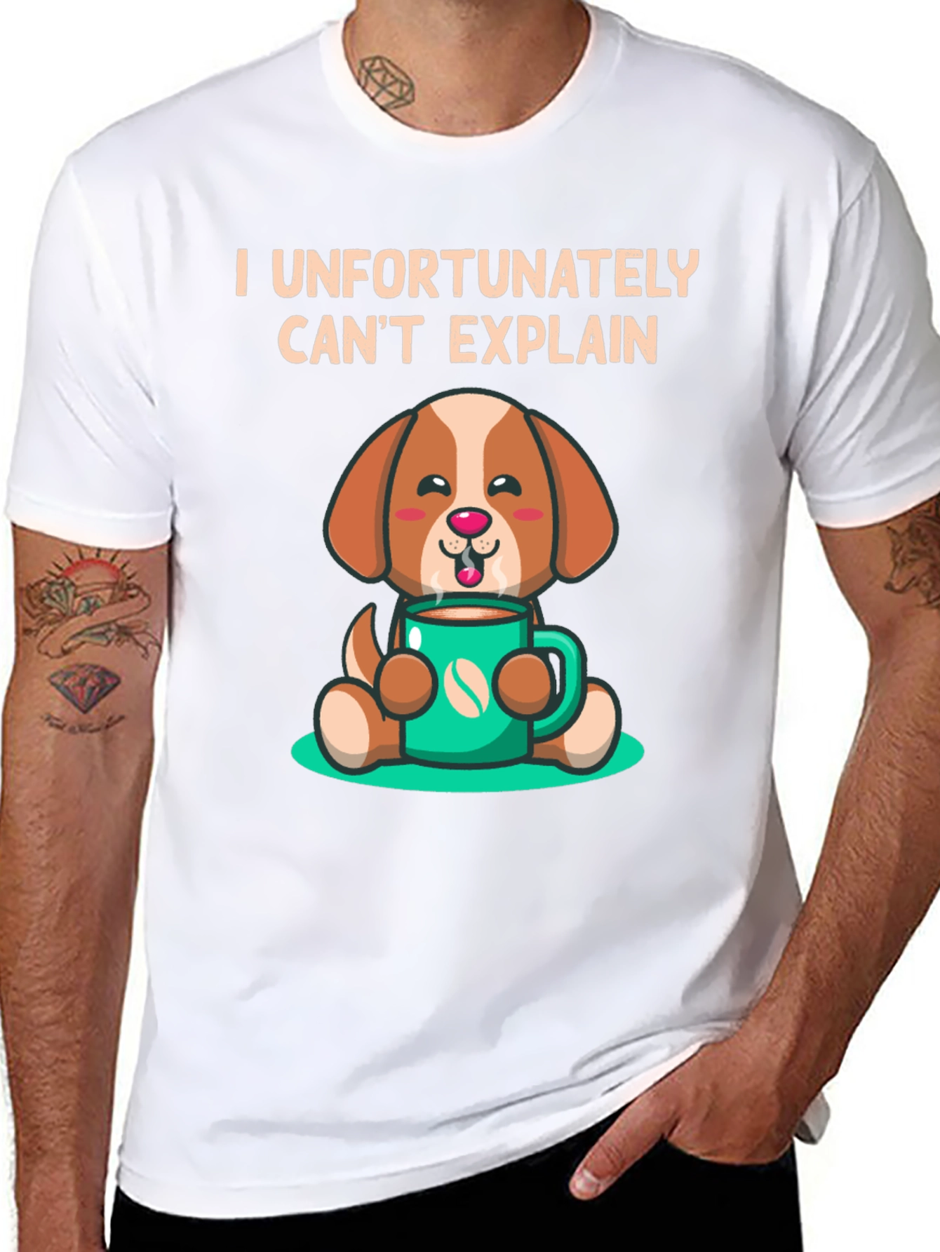 Black Funny Dog & Coffee T-Shirt - I Can't Explain view 8