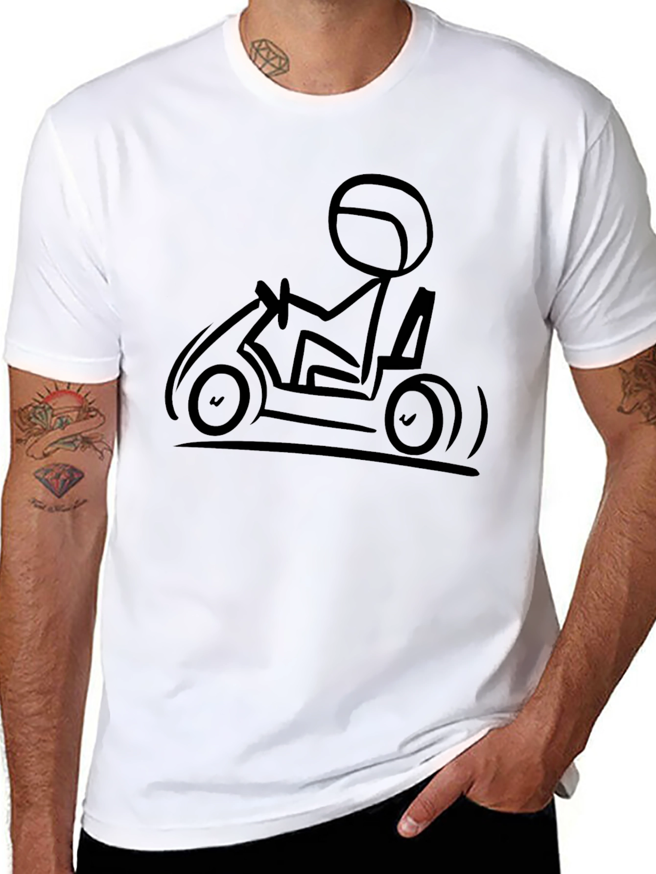 Black Stick Figure Go-Kart Black T-Shirt view 8